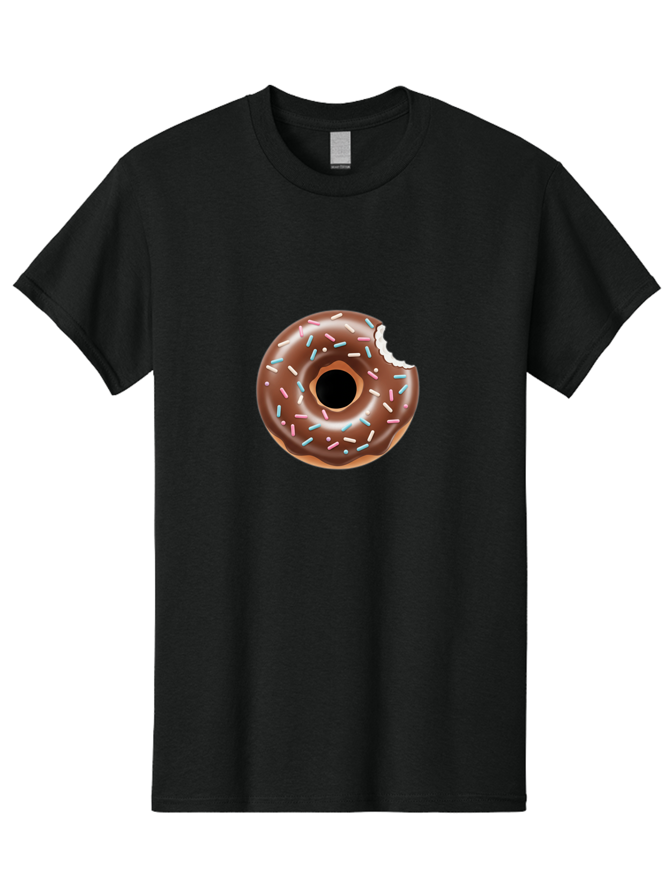 Chocolate-Donut-5 Men'S Graphic Tee, 100% Cotton, Comfortable Casual Summer Wear, Machine Washable, Chocolate Glazed Donut, Donut With Sprinkles, Bitten Donut, Sweet Treats, Baked Goods, Indulgent Desserts, Tasty Pastry, Colorful Sprinkles, Baa304