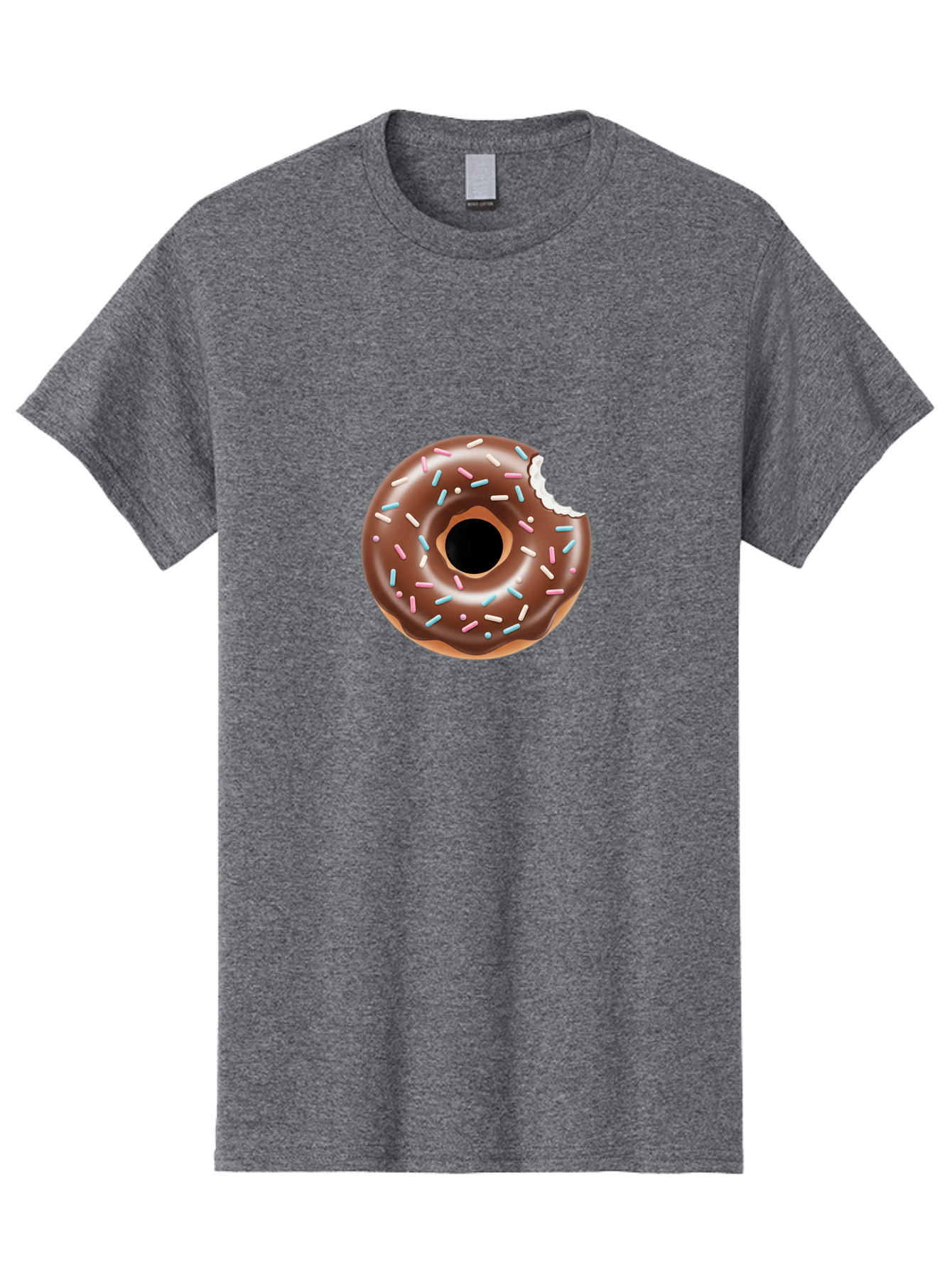 Chocolate-Donut-5 Men'S Graphic Tee, 100% Cotton, Comfortable Casual Summer Wear, Machine Washable, Chocolate Glazed Donut, Donut With Sprinkles, Bitten Donut, Sweet Treats, Baked Goods, Indulgent Desserts, Tasty Pastry, Colorful Sprinkles, Baa304