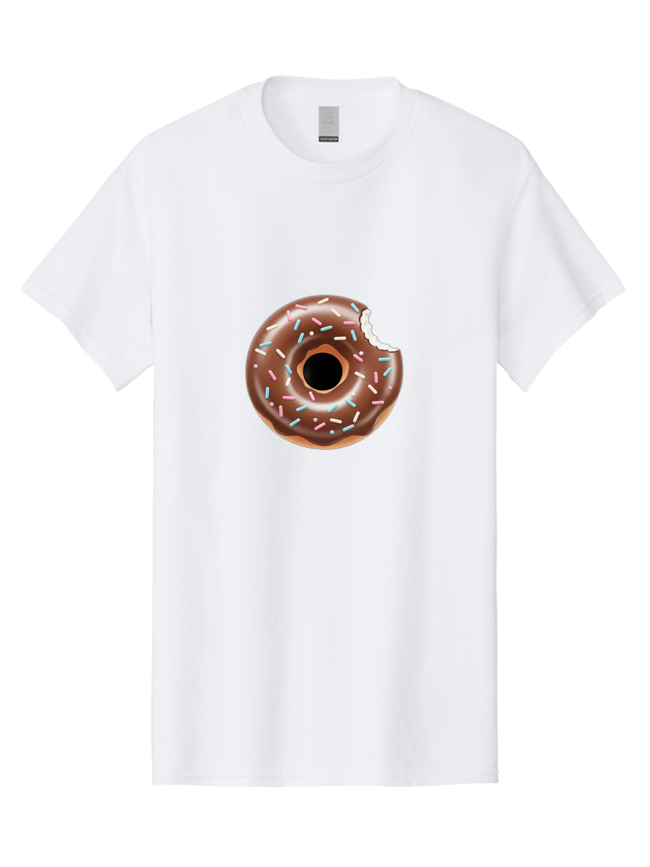 Chocolate-Donut-5 Men'S Graphic Tee, 100% Cotton, Comfortable Casual Summer Wear, Machine Washable, Chocolate Glazed Donut, Donut With Sprinkles, Bitten Donut, Sweet Treats, Baked Goods, Indulgent Desserts, Tasty Pastry, Colorful Sprinkles, Baa304