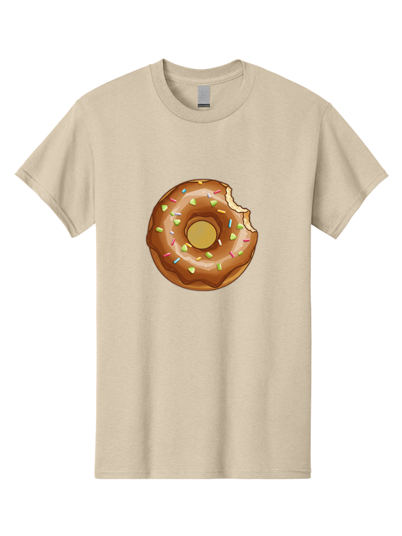 Chocolate-Donut-7 Men'S Graphic Tee, 100% Cotton, Comfortable Casual Summer Wear, Machine Washable, Chocolate Donut, Donut With Sprinkles, Bitten Donut, Glazed Donut, Colorful Sprinkles, Sweet Treats, Baked Goods, Donut Illustration, Baa306