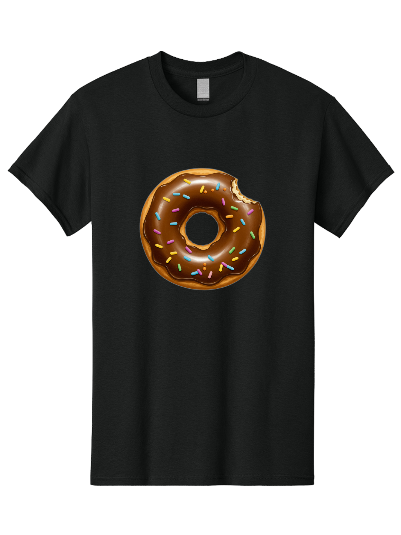 Chocolate-Donut-Sprinkles Men'S Graphic Tee, 100% Cotton, Comfortable Casual Summer Wear, Machine Washable, Chocolate Donut, Donut With Sprinkles, Bitten Donut, Sweet Treats, Baked Goods, Chocolate Glaze, Colorful Sprinkles, Tempting Dessert, Baa307