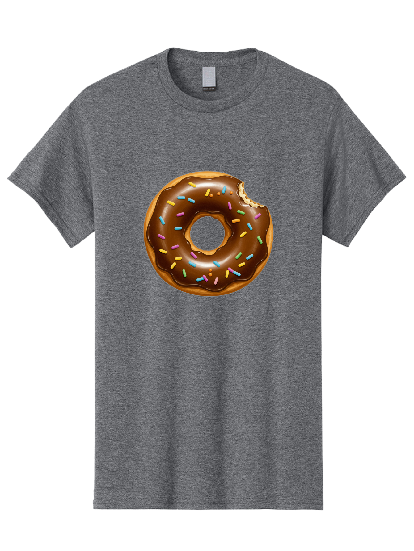 Chocolate-Donut-Sprinkles Men'S Graphic Tee, 100% Cotton, Comfortable Casual Summer Wear, Machine Washable, Chocolate Donut, Donut With Sprinkles, Bitten Donut, Sweet Treats, Baked Goods, Chocolate Glaze, Colorful Sprinkles, Tempting Dessert, Baa307