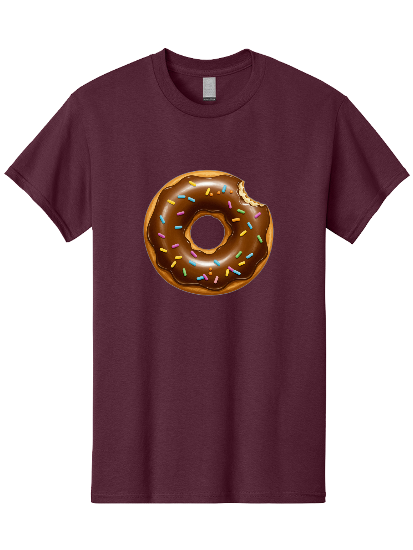 Chocolate-Donut-Sprinkles Men'S Graphic Tee, 100% Cotton, Comfortable Casual Summer Wear, Machine Washable, Chocolate Donut, Donut With Sprinkles, Bitten Donut, Sweet Treats, Baked Goods, Chocolate Glaze, Colorful Sprinkles, Tempting Dessert, Baa307