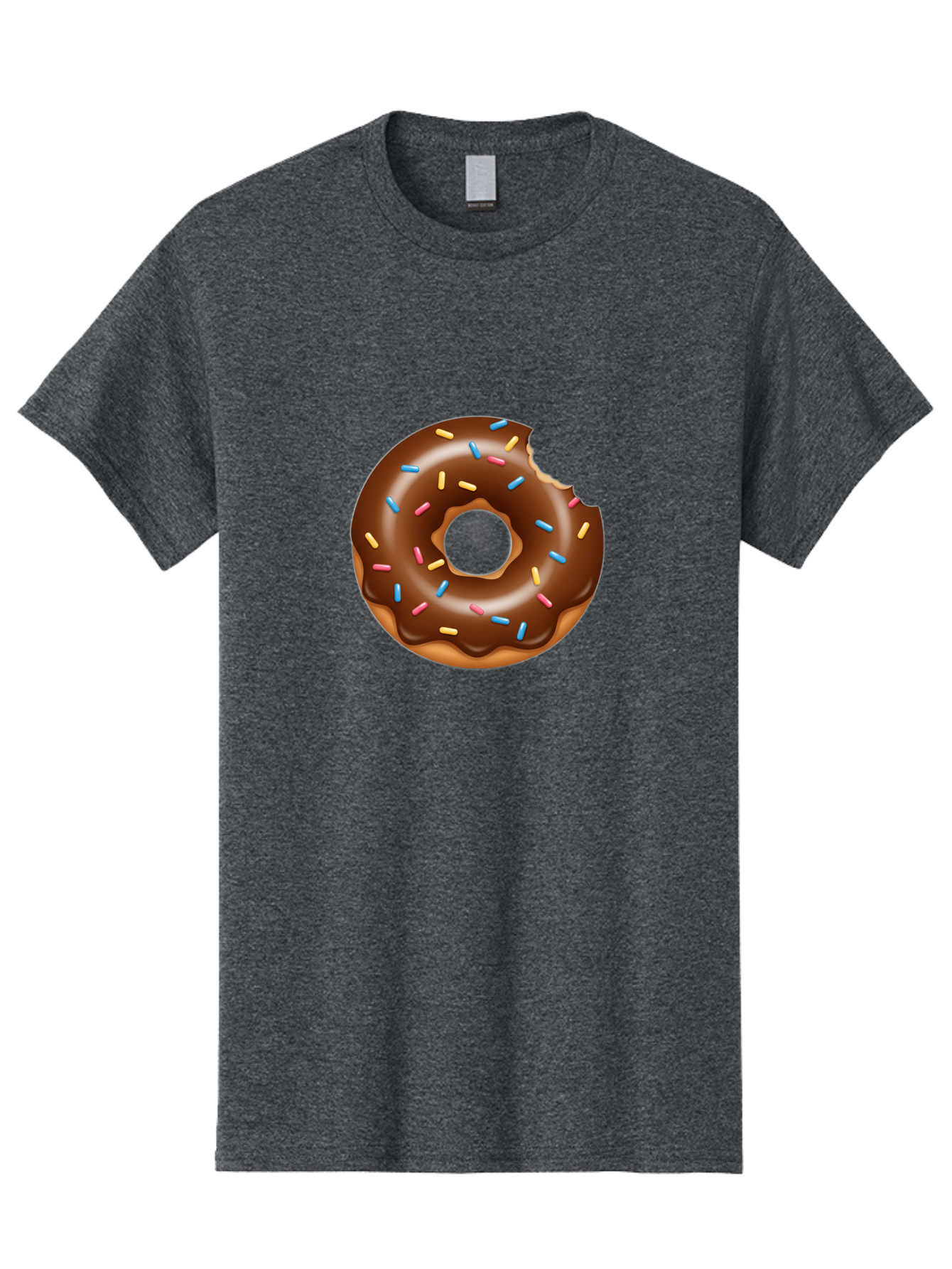 Chocolate-Donut Men'S Graphic Tee, 100% Cotton, Comfortable Casual Summer Wear, Machine Washable, Chocolate Frosted Donut, Donut With Sprinkles, Bitten Donut, Sweet Treats, Dessert, Baked Goods, Tasty, Colorful Sprinkles, Indulgent Snack, Baa308