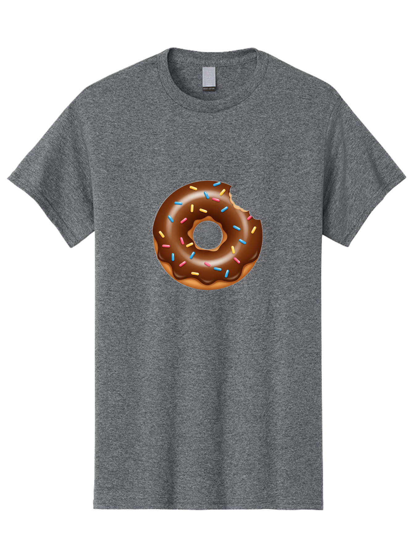 Chocolate-Donut Men'S Graphic Tee, 100% Cotton, Comfortable Casual Summer Wear, Machine Washable, Chocolate Frosted Donut, Donut With Sprinkles, Bitten Donut, Sweet Treats, Dessert, Baked Goods, Tasty, Colorful Sprinkles, Indulgent Snack, Baa308