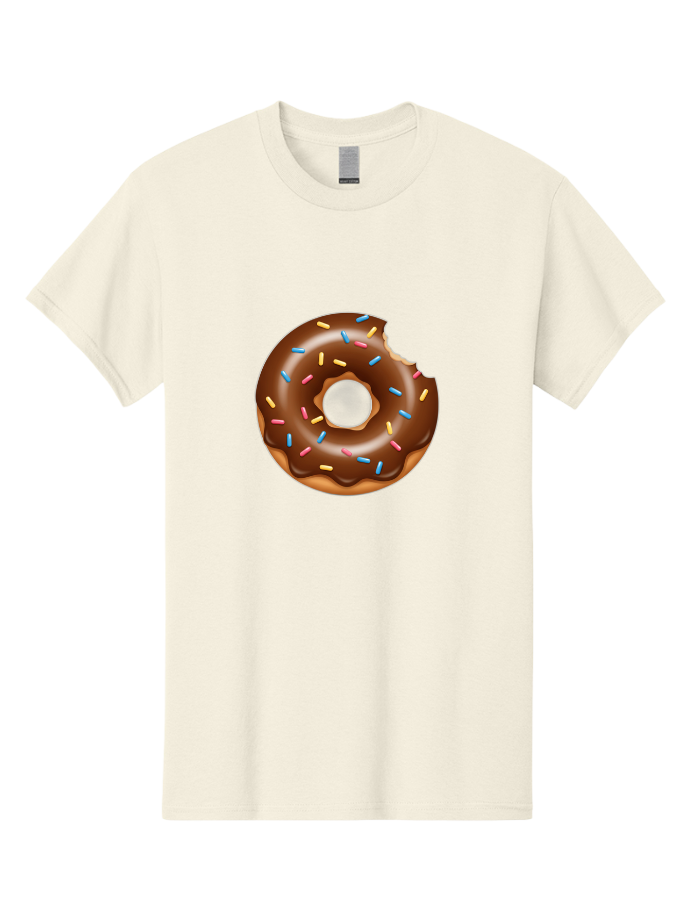 Chocolate-Donut Men'S Graphic Tee, 100% Cotton, Comfortable Casual Summer Wear, Machine Washable, Chocolate Frosted Donut, Donut With Sprinkles, Bitten Donut, Sweet Treats, Dessert, Baked Goods, Tasty, Colorful Sprinkles, Indulgent Snack, Baa308