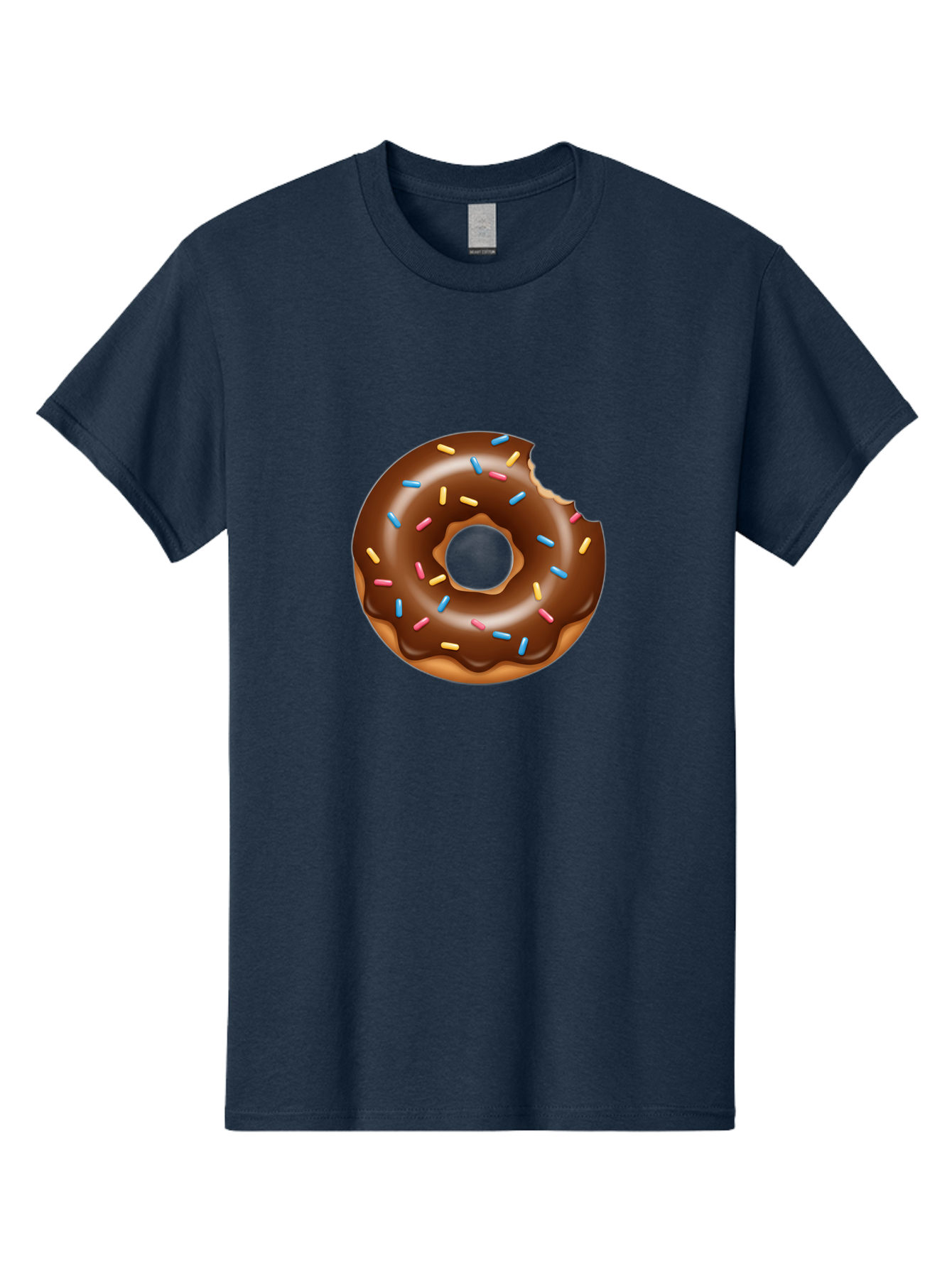 Chocolate-Donut Men'S Graphic Tee, 100% Cotton, Comfortable Casual Summer Wear, Machine Washable, Chocolate Frosted Donut, Donut With Sprinkles, Bitten Donut, Sweet Treats, Dessert, Baked Goods, Tasty, Colorful Sprinkles, Indulgent Snack, Baa308