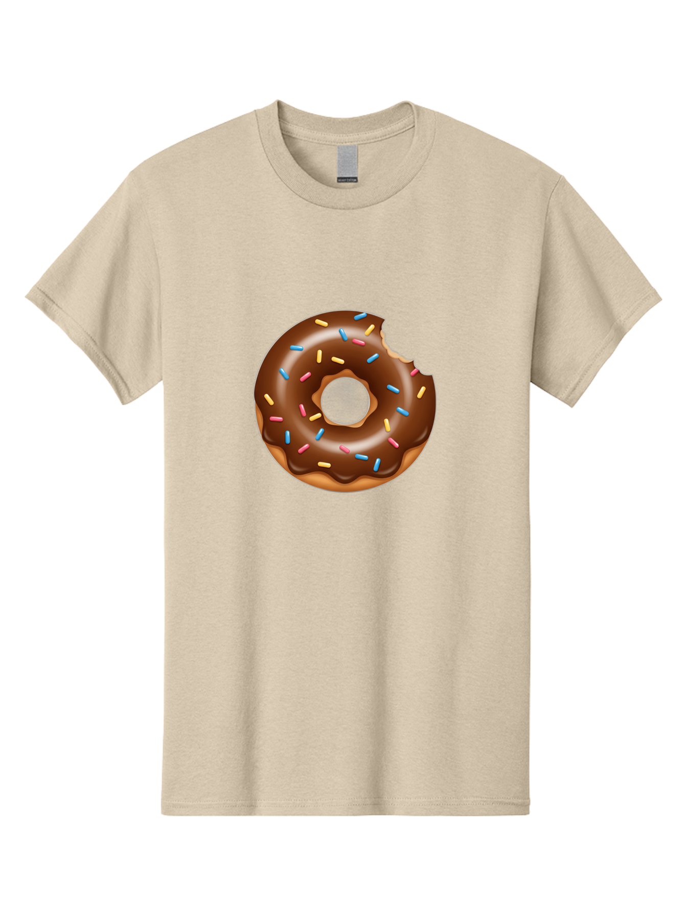 Chocolate-Donut Men'S Graphic Tee, 100% Cotton, Comfortable Casual Summer Wear, Machine Washable, Chocolate Frosted Donut, Donut With Sprinkles, Bitten Donut, Sweet Treats, Dessert, Baked Goods, Tasty, Colorful Sprinkles, Indulgent Snack, Baa308