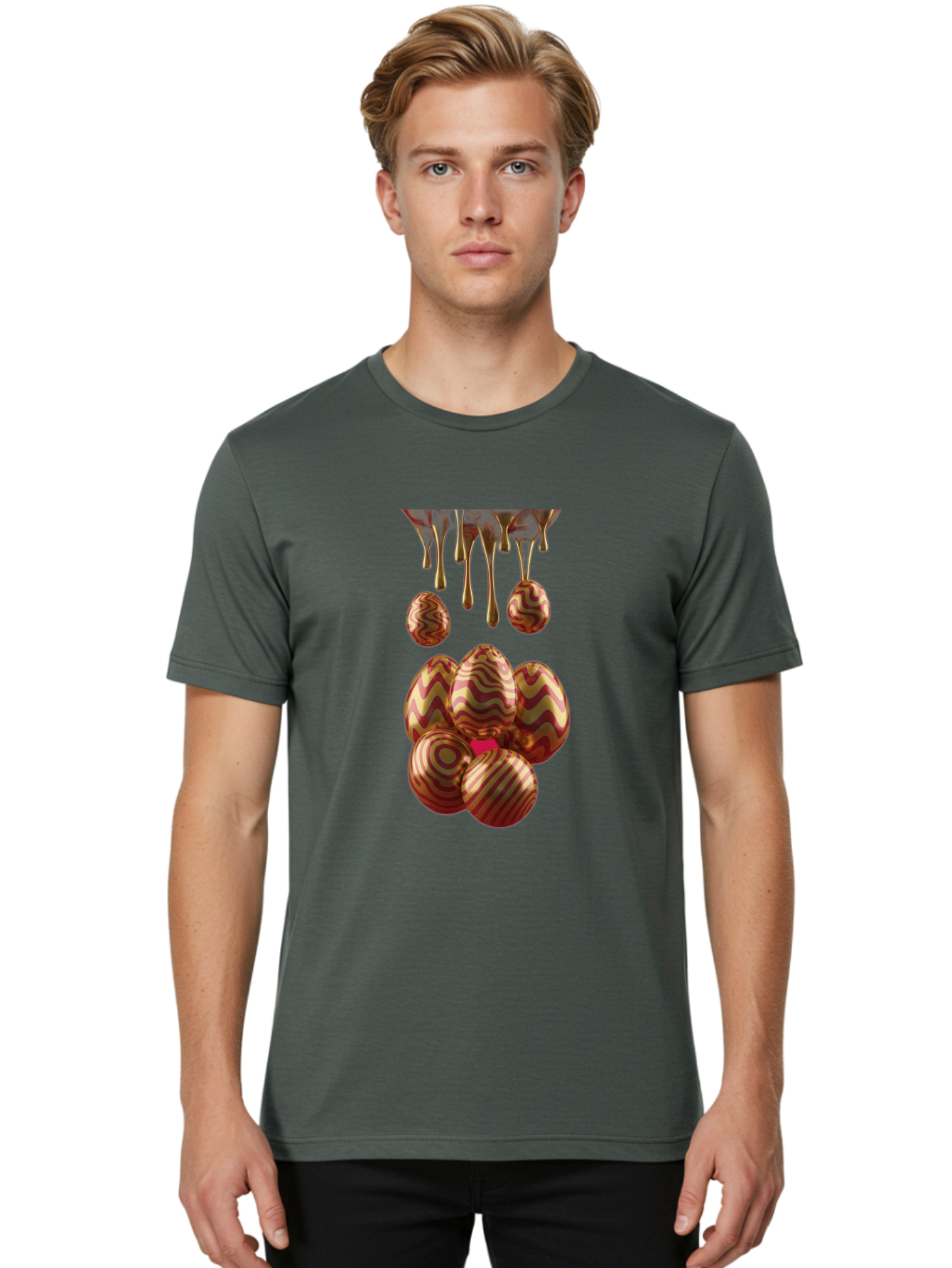 Chocolate-Easter-Eggs Men'S Graphic Tee, 100% Cotton, Comfortable Casual Summer Wear, Machine Washable, Chocolate Covered Eggs, Patterned Eggs, Dripping Chocolate, Decadent Treats, Sweet Indulgence, Rich Desserts, Chocolate Lovers, Sweet Tooth Baa309