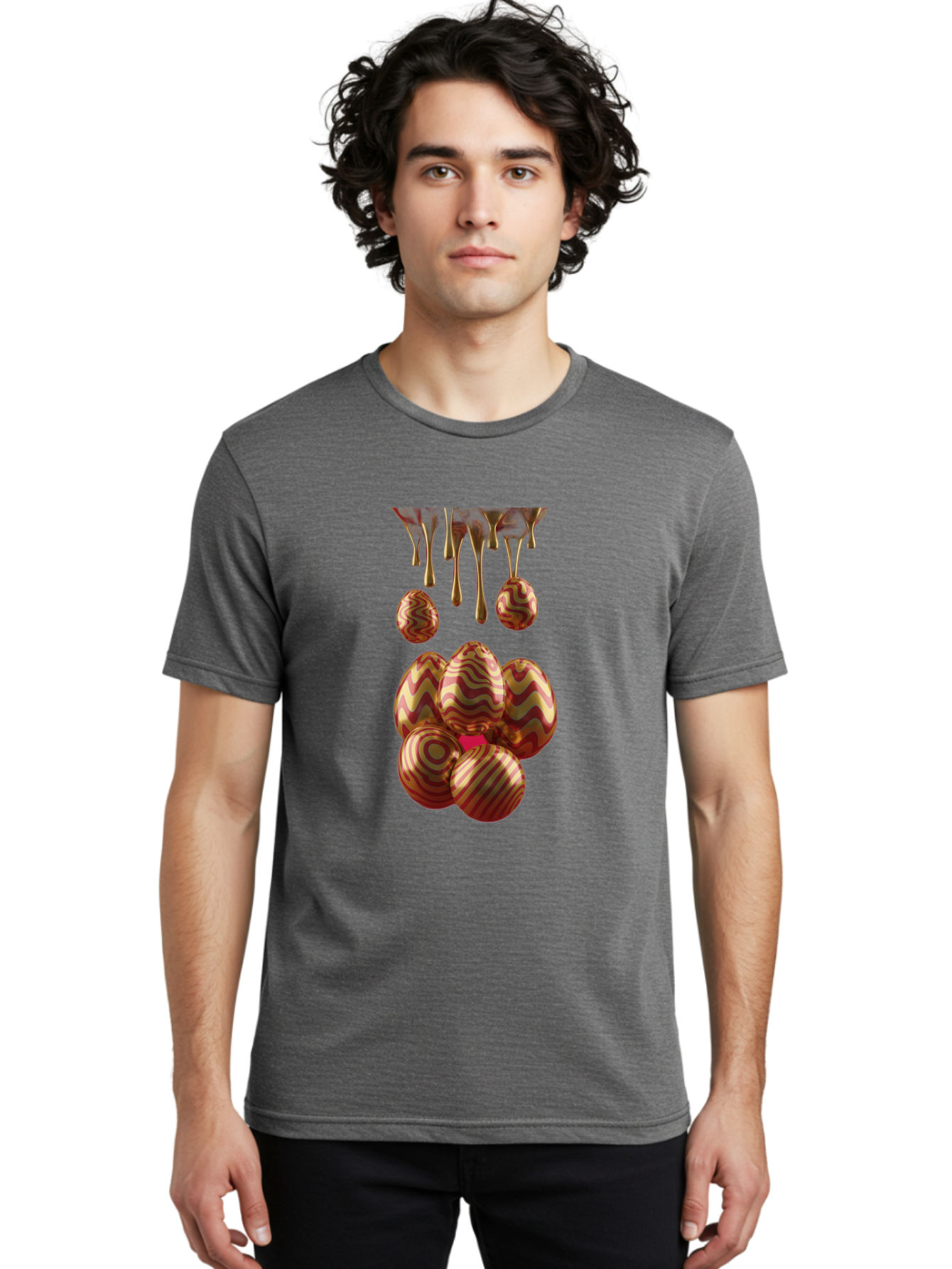 Chocolate-Easter-Eggs Men'S Graphic Tee, 100% Cotton, Comfortable Casual Summer Wear, Machine Washable, Chocolate Covered Eggs, Patterned Eggs, Dripping Chocolate, Decadent Treats, Sweet Indulgence, Rich Desserts, Chocolate Lovers, Sweet Tooth Baa309