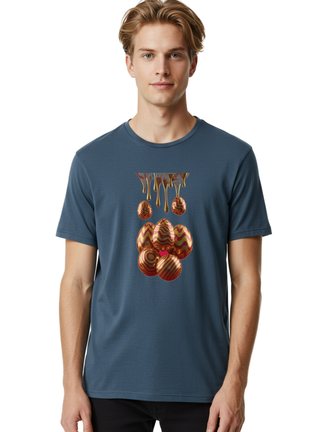 Chocolate-Easter-Eggs Men'S Graphic Tee, 100% Cotton, Comfortable Casual Summer Wear, Machine Washable, Chocolate Covered Eggs, Patterned Eggs, Dripping Chocolate, Decadent Treats, Sweet Indulgence, Rich Desserts, Chocolate Lovers, Sweet Tooth Baa309