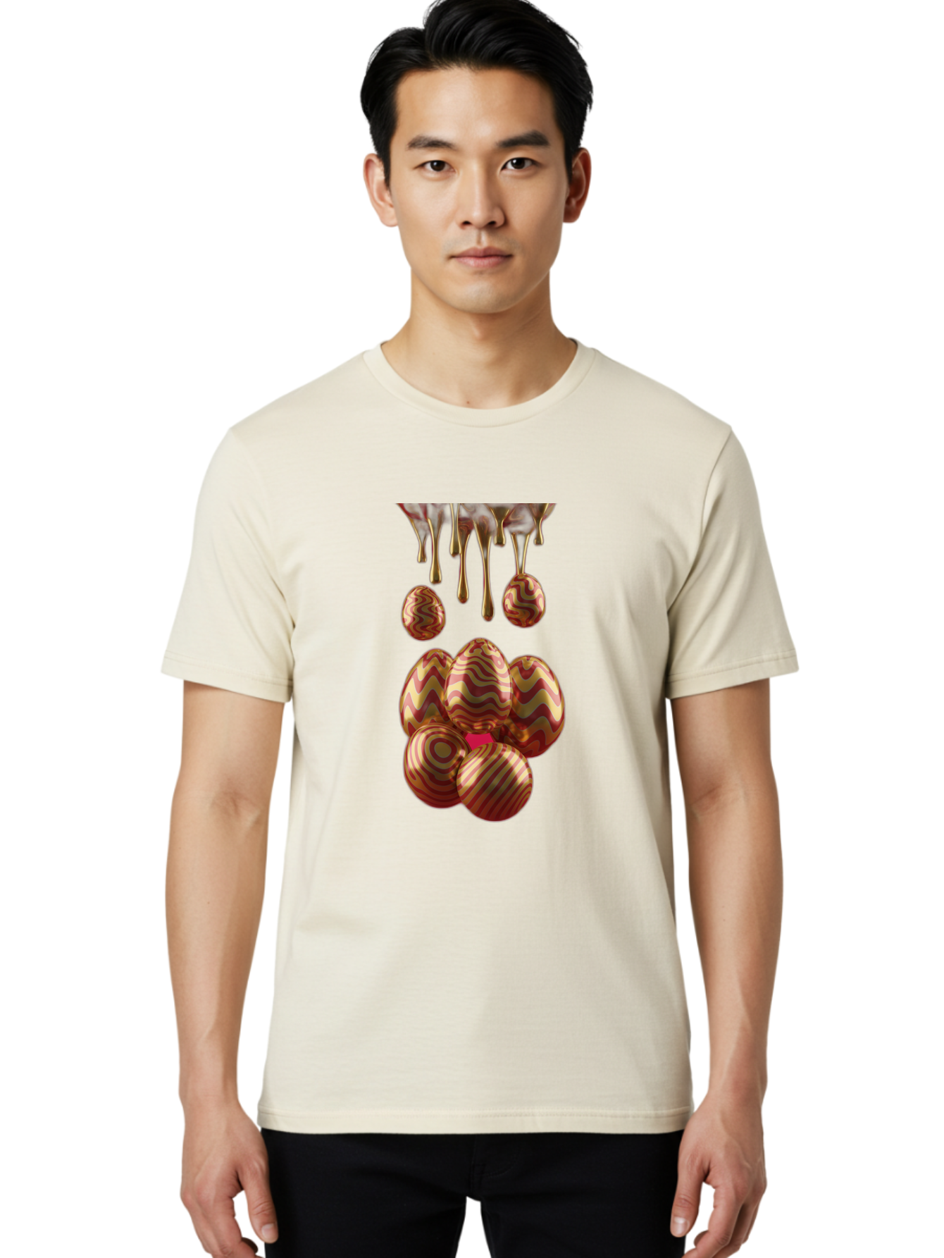 Chocolate-Easter-Eggs Men'S Graphic Tee, 100% Cotton, Comfortable Casual Summer Wear, Machine Washable, Chocolate Covered Eggs, Patterned Eggs, Dripping Chocolate, Decadent Treats, Sweet Indulgence, Rich Desserts, Chocolate Lovers, Sweet Tooth Baa309