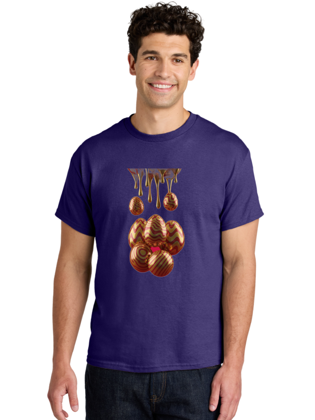 Chocolate-Easter-Eggs Men'S Graphic Tee, 100% Cotton, Comfortable Casual Summer Wear, Machine Washable, Chocolate Covered Eggs, Patterned Eggs, Dripping Chocolate, Decadent Treats, Sweet Indulgence, Rich Desserts, Chocolate Lovers, Sweet Tooth Baa309