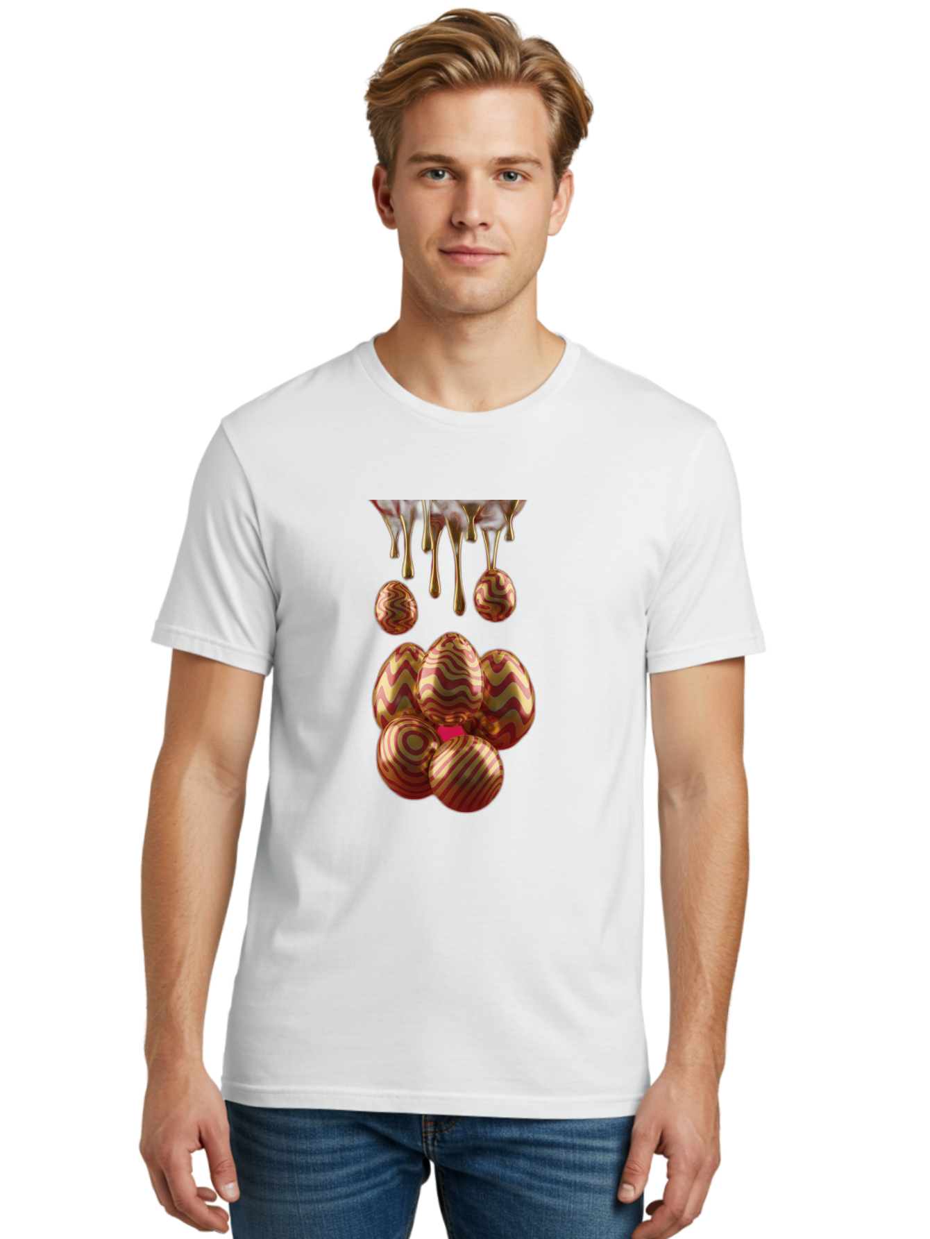 Chocolate-Easter-Eggs Men'S Graphic Tee, 100% Cotton, Comfortable Casual Summer Wear, Machine Washable, Chocolate Covered Eggs, Patterned Eggs, Dripping Chocolate, Decadent Treats, Sweet Indulgence, Rich Desserts, Chocolate Lovers, Sweet Tooth Baa309