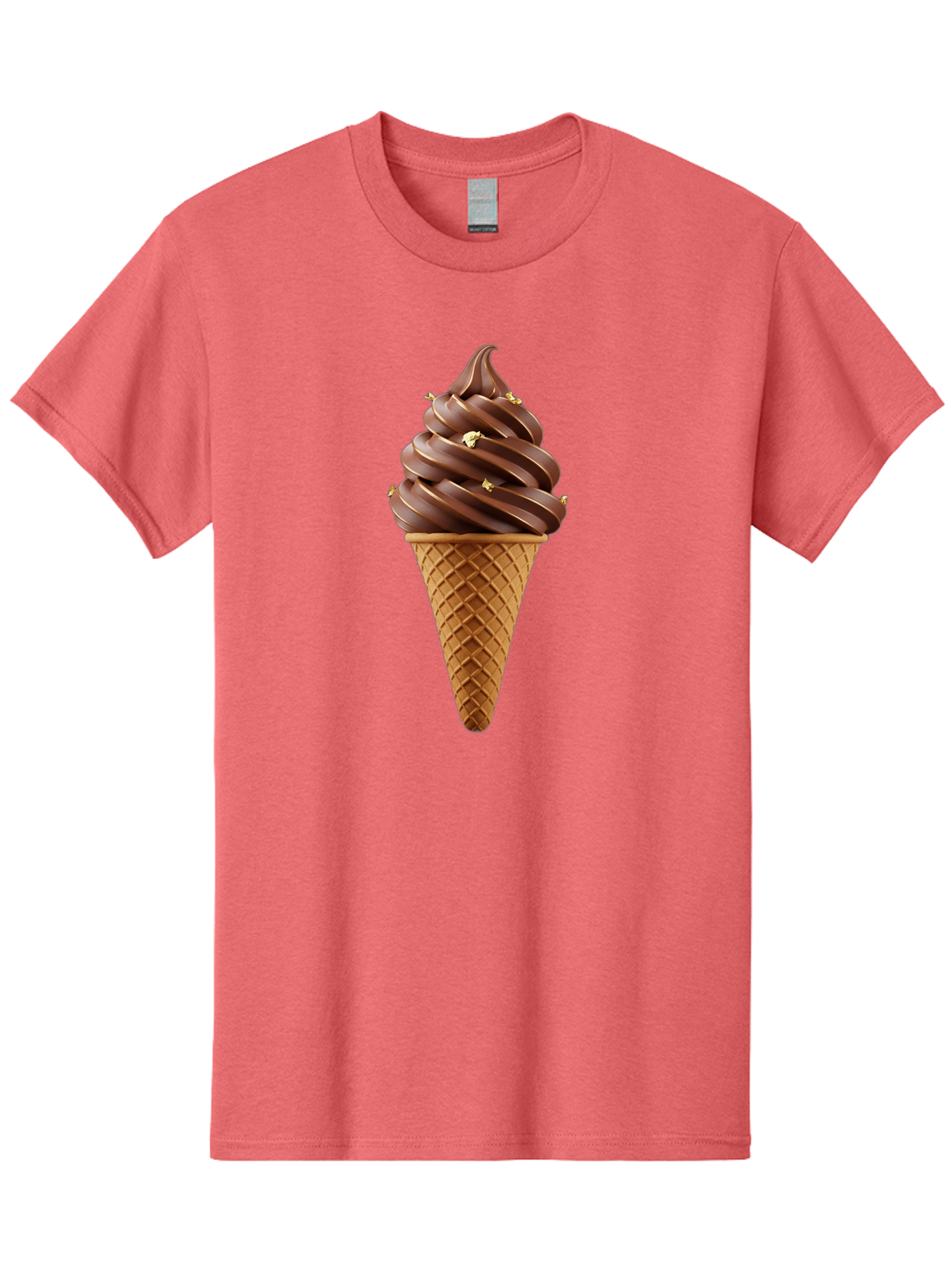 Chocolate-Ice-Cream-Cone Men'S Graphic Tee, 100% Cotton, Comfortable Casual Summer Wear, Machine Washable, Chocolate Ice Cream Cone, Chocolate Soft Serve, Edible Gold Decorations, Dessert Treats, Chocolatey Delights, Ice Cream Novelty, Baa310