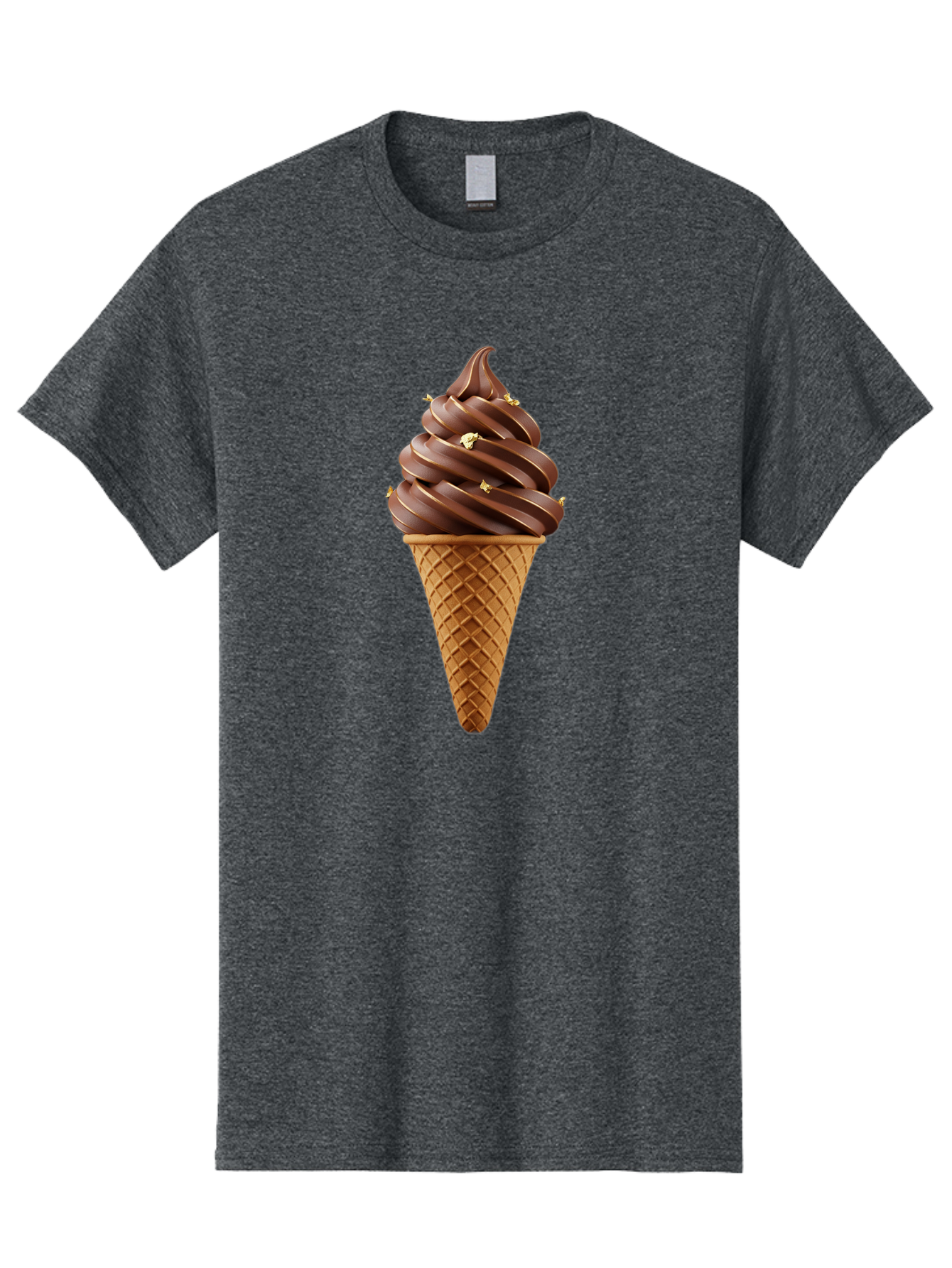 Chocolate-Ice-Cream-Cone Men'S Graphic Tee, 100% Cotton, Comfortable Casual Summer Wear, Machine Washable, Chocolate Ice Cream Cone, Chocolate Soft Serve, Edible Gold Decorations, Dessert Treats, Chocolatey Delights, Ice Cream Novelty, Baa310