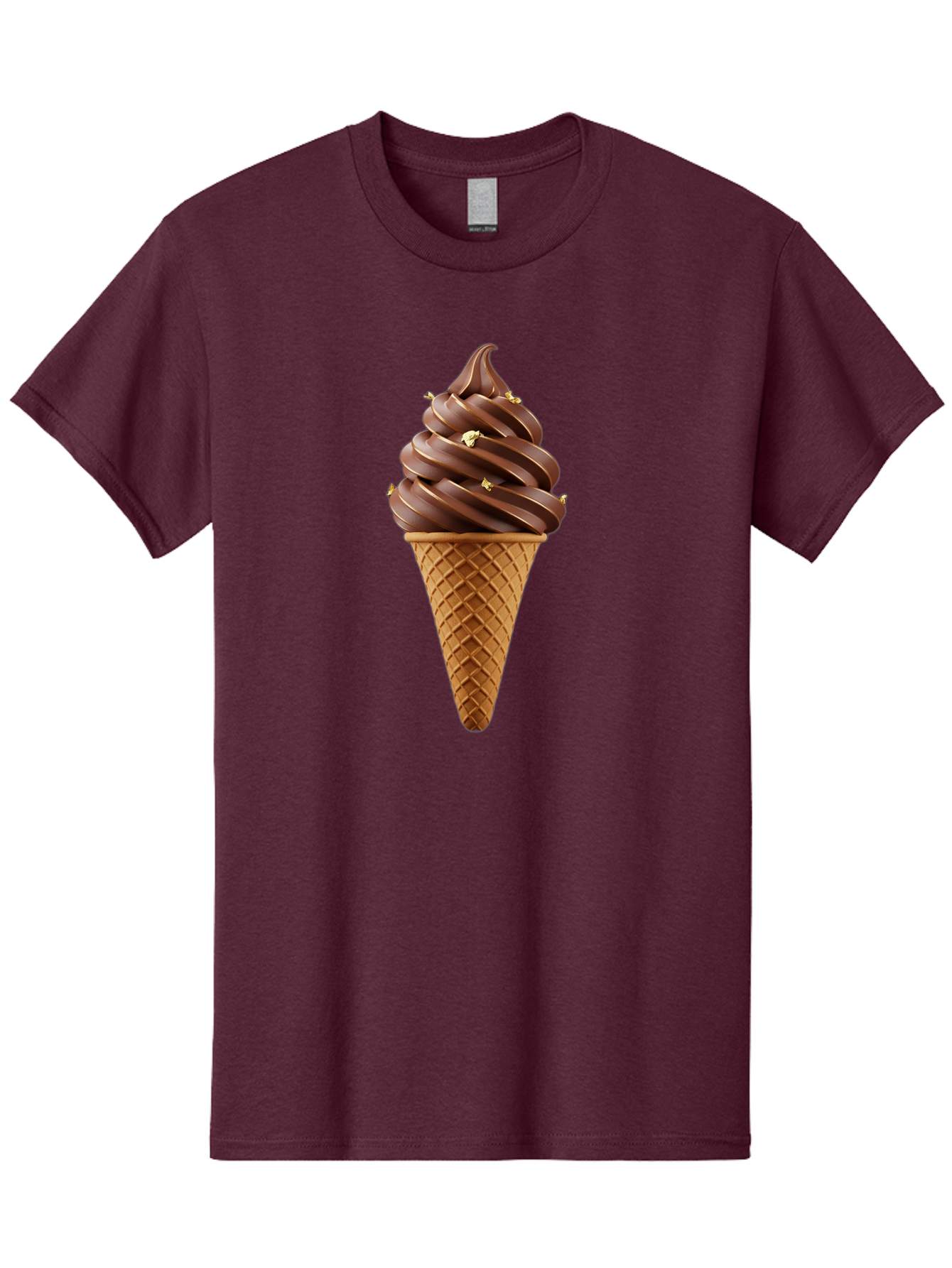Chocolate-Ice-Cream-Cone Men'S Graphic Tee, 100% Cotton, Comfortable Casual Summer Wear, Machine Washable, Chocolate Ice Cream Cone, Chocolate Soft Serve, Edible Gold Decorations, Dessert Treats, Chocolatey Delights, Ice Cream Novelty, Baa310