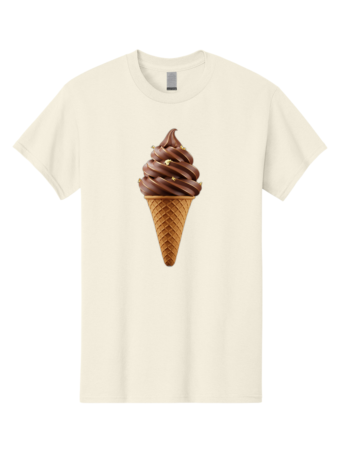 Chocolate-Ice-Cream-Cone Men'S Graphic Tee, 100% Cotton, Comfortable Casual Summer Wear, Machine Washable, Chocolate Ice Cream Cone, Chocolate Soft Serve, Edible Gold Decorations, Dessert Treats, Chocolatey Delights, Ice Cream Novelty, Baa310