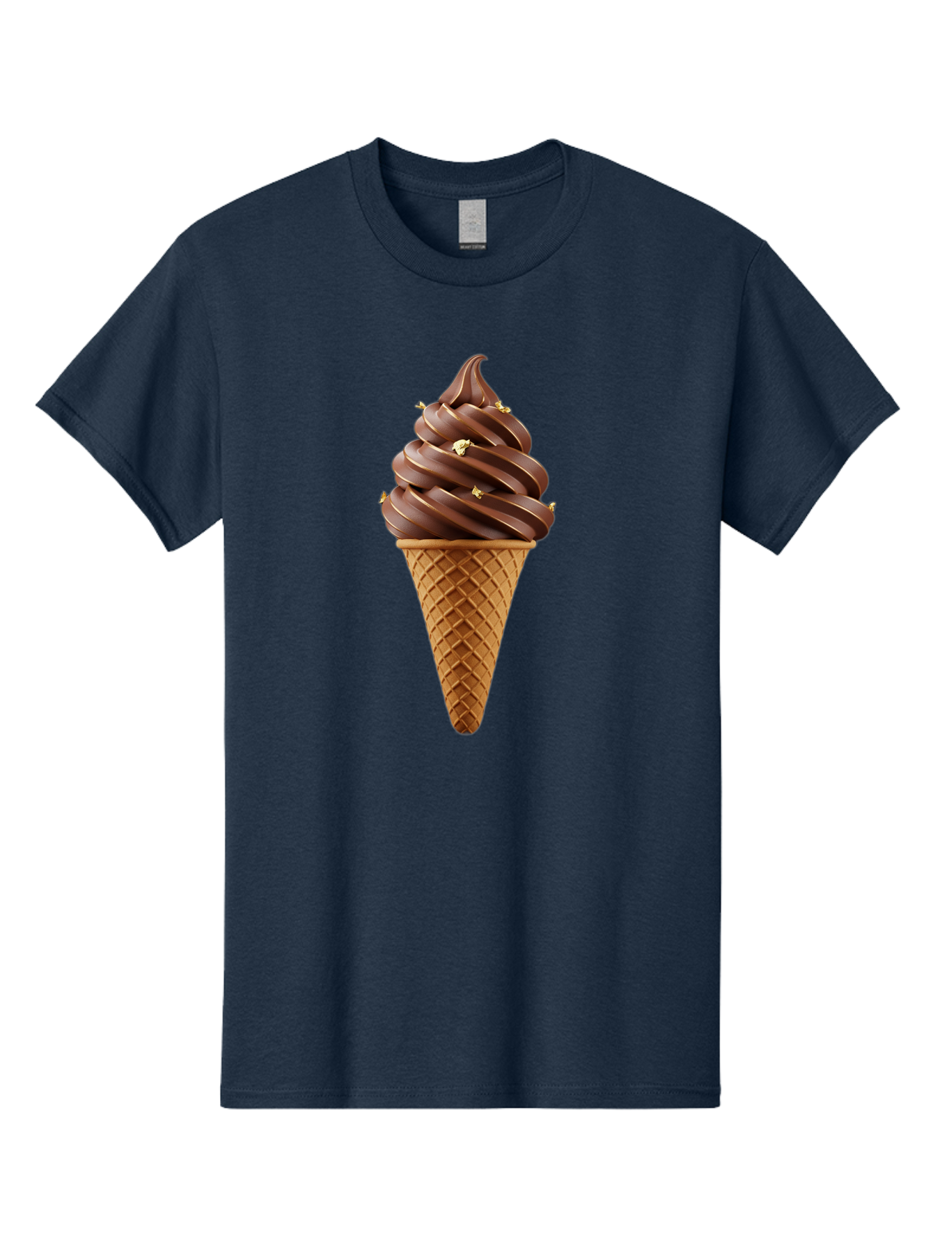 Chocolate-Ice-Cream-Cone Men'S Graphic Tee, 100% Cotton, Comfortable Casual Summer Wear, Machine Washable, Chocolate Ice Cream Cone, Chocolate Soft Serve, Edible Gold Decorations, Dessert Treats, Chocolatey Delights, Ice Cream Novelty, Baa310