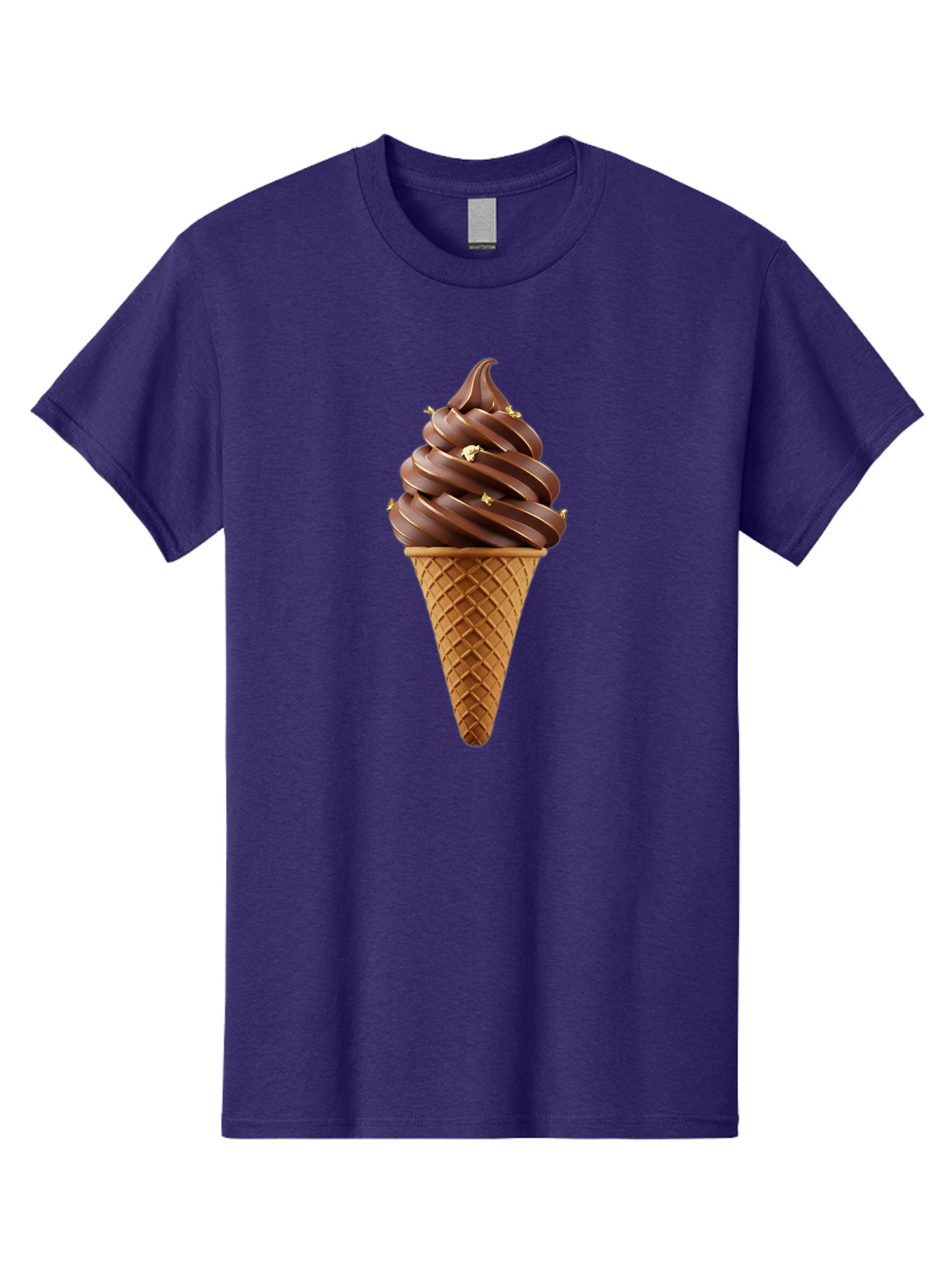 Chocolate-Ice-Cream-Cone Men'S Graphic Tee, 100% Cotton, Comfortable Casual Summer Wear, Machine Washable, Chocolate Ice Cream Cone, Chocolate Soft Serve, Edible Gold Decorations, Dessert Treats, Chocolatey Delights, Ice Cream Novelty, Baa310