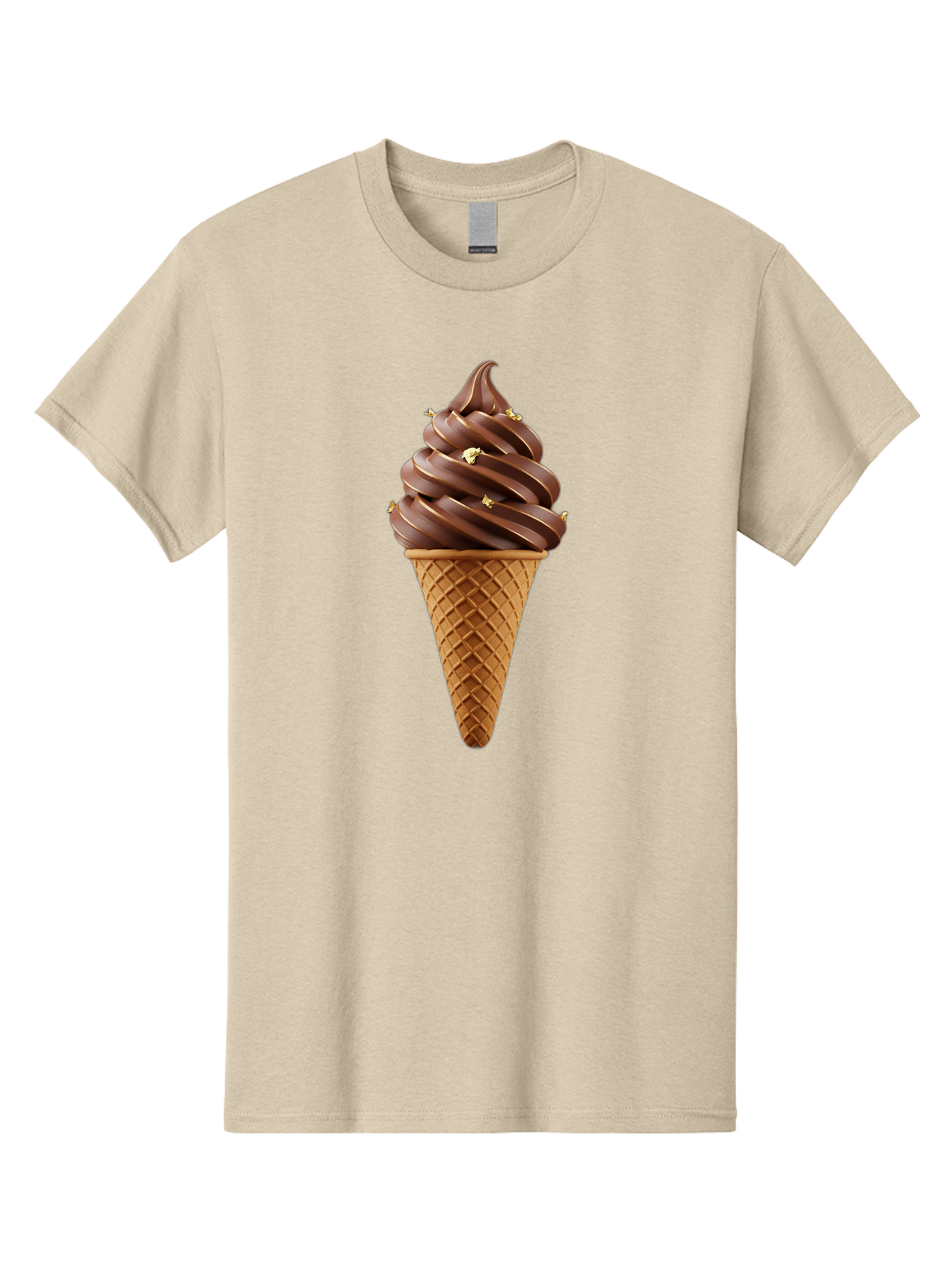 Chocolate-Ice-Cream-Cone Men'S Graphic Tee, 100% Cotton, Comfortable Casual Summer Wear, Machine Washable, Chocolate Ice Cream Cone, Chocolate Soft Serve, Edible Gold Decorations, Dessert Treats, Chocolatey Delights, Ice Cream Novelty, Baa310