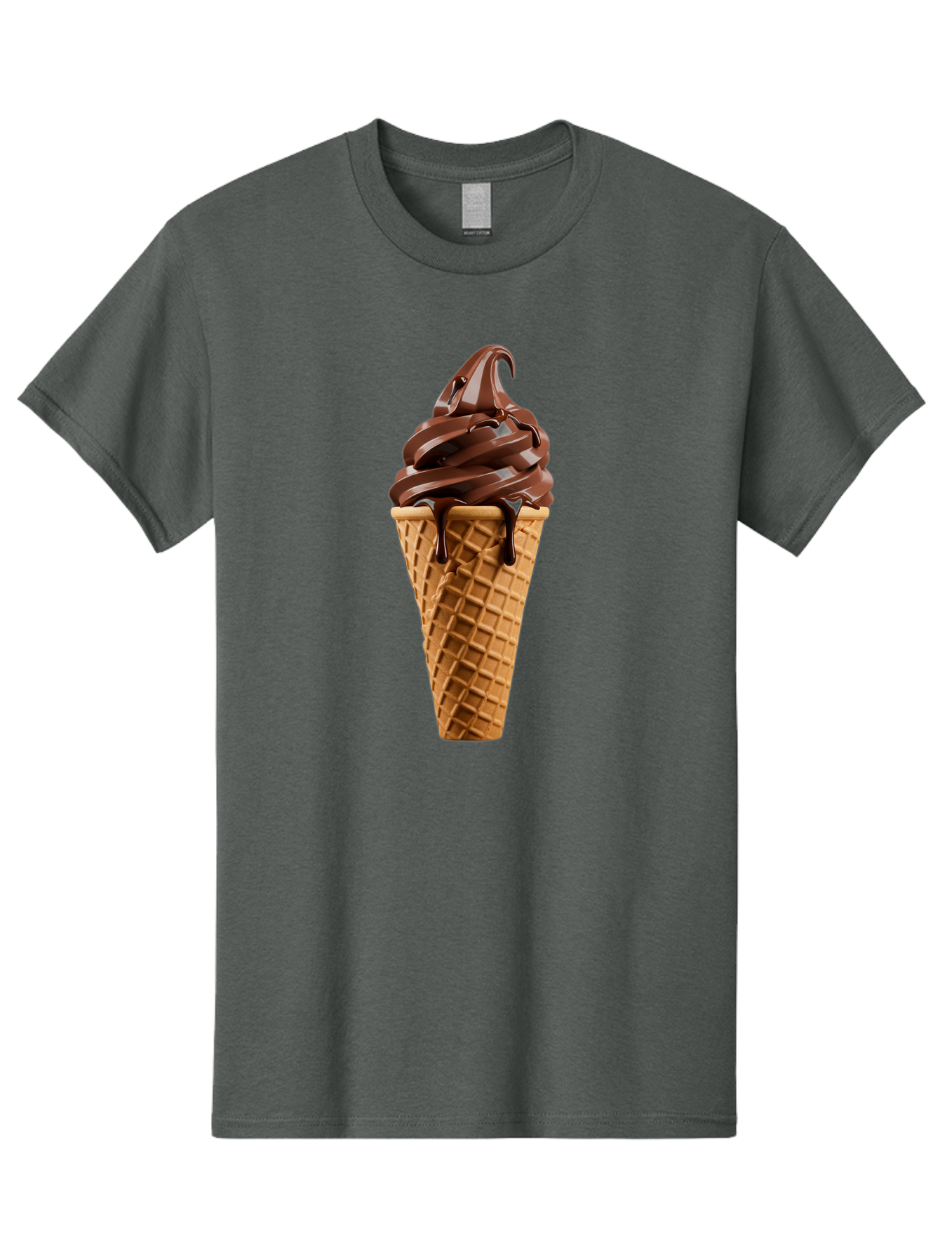 Chocolate-Ice-Cream Men'S Graphic Tee, 100% Cotton, Comfortable Casual Summer Wear, Machine Washable, Chocolate Soft Serve, Ice Cream Cone, Waffle Cone, Melted Chocolate, Sweet Treats, Dessert Ideas, Chocolate Ice Cream, Ice Cream Lovers, Baa311