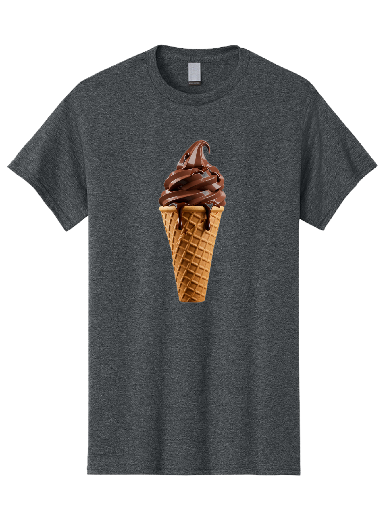Chocolate-Ice-Cream Men'S Graphic Tee, 100% Cotton, Comfortable Casual Summer Wear, Machine Washable, Chocolate Soft Serve, Ice Cream Cone, Waffle Cone, Melted Chocolate, Sweet Treats, Dessert Ideas, Chocolate Ice Cream, Ice Cream Lovers, Baa311