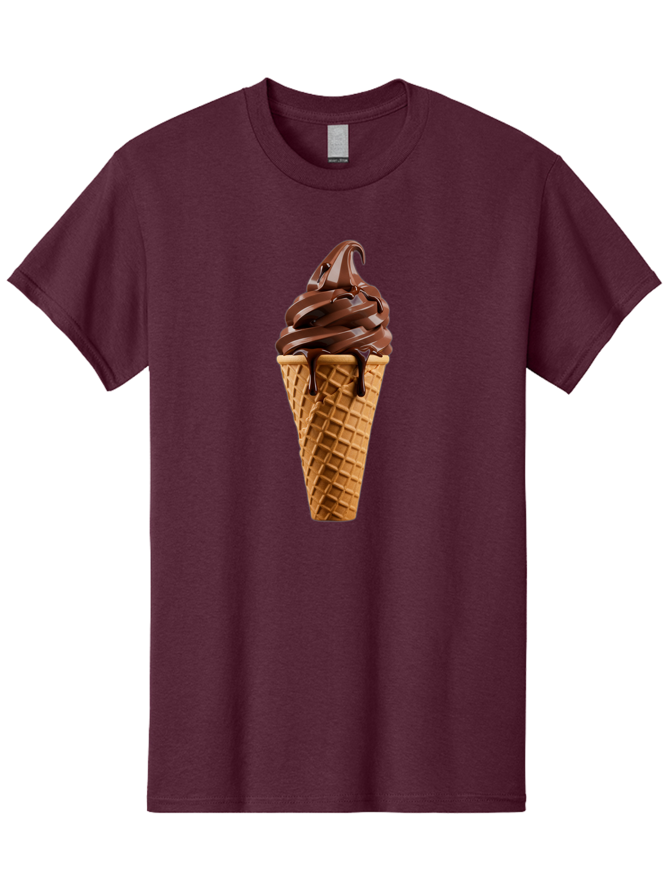 Chocolate-Ice-Cream Men'S Graphic Tee, 100% Cotton, Comfortable Casual Summer Wear, Machine Washable, Chocolate Soft Serve, Ice Cream Cone, Waffle Cone, Melted Chocolate, Sweet Treats, Dessert Ideas, Chocolate Ice Cream, Ice Cream Lovers, Baa311