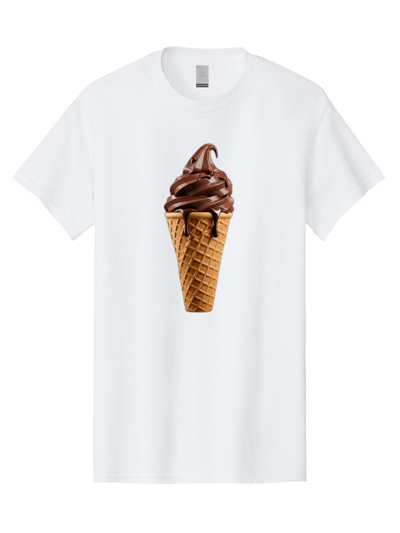 Chocolate-Ice-Cream Men'S Graphic Tee, 100% Cotton, Comfortable Casual Summer Wear, Machine Washable, Chocolate Soft Serve, Ice Cream Cone, Waffle Cone, Melted Chocolate, Sweet Treats, Dessert Ideas, Chocolate Ice Cream, Ice Cream Lovers, Baa311