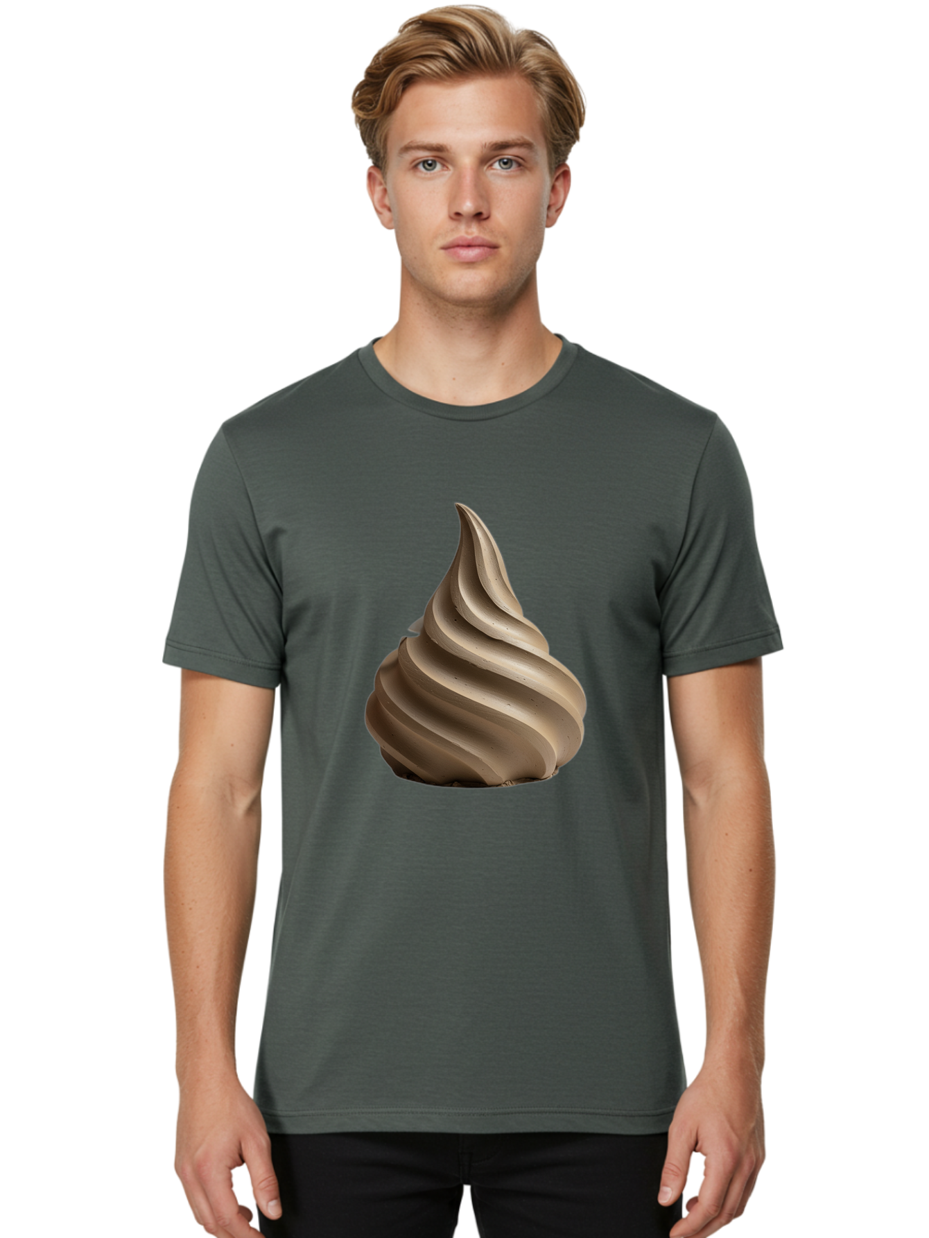 Chocolate-Soft-Serve Men'S Graphic Tee, 100% Cotton, Comfortable Casual Summer Wear, Machine Washable, Chocolate Soft-Serve Ice Cream, Swirly Ice Cream, Soft-Serve Swirl, Chocolate Treat, Creamy Dessert, Sweet Indulgence, Frozen Delight Baa312