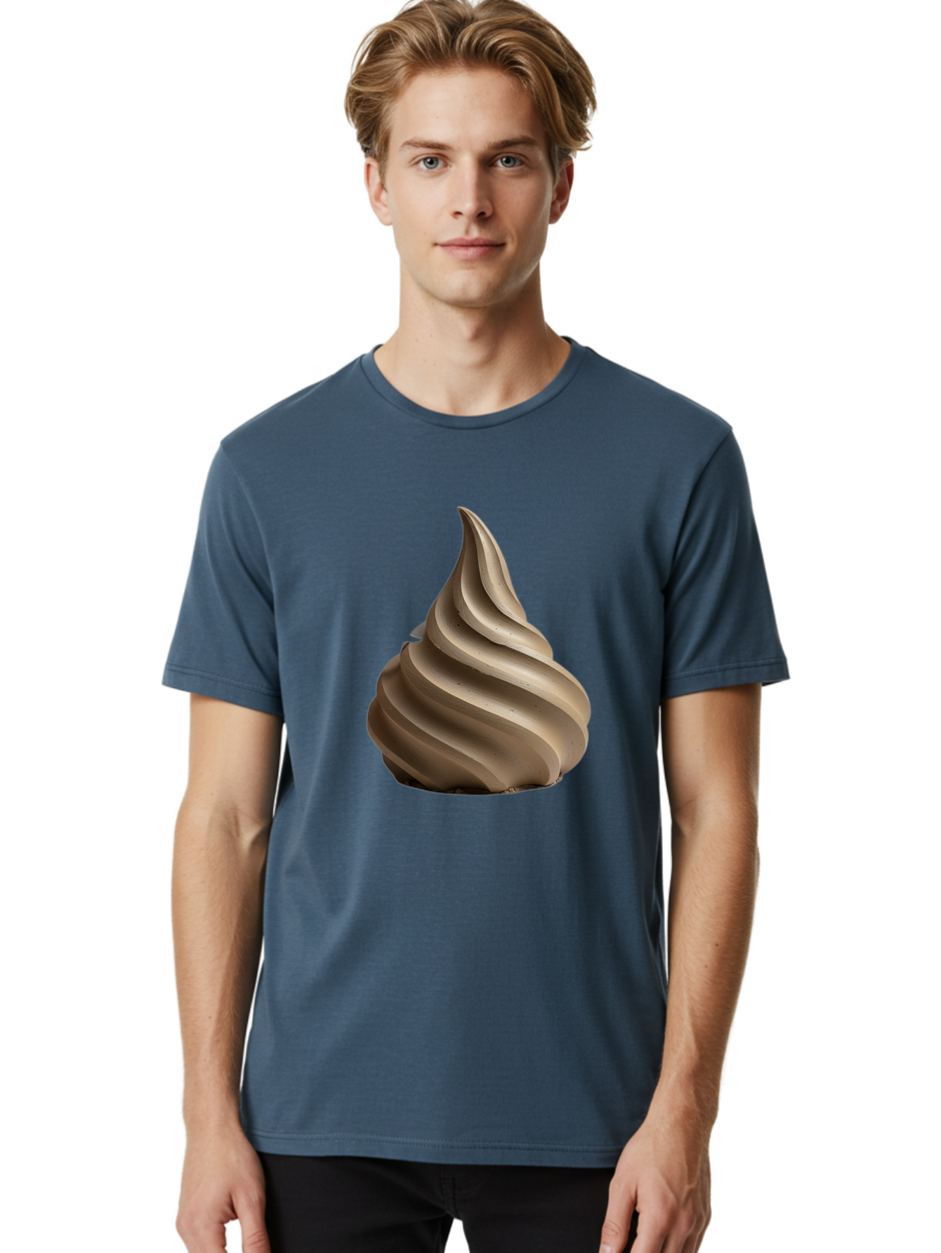 Chocolate-Soft-Serve Men'S Graphic Tee, 100% Cotton, Comfortable Casual Summer Wear, Machine Washable, Chocolate Soft-Serve Ice Cream, Swirly Ice Cream, Soft-Serve Swirl, Chocolate Treat, Creamy Dessert, Sweet Indulgence, Frozen Delight Baa312