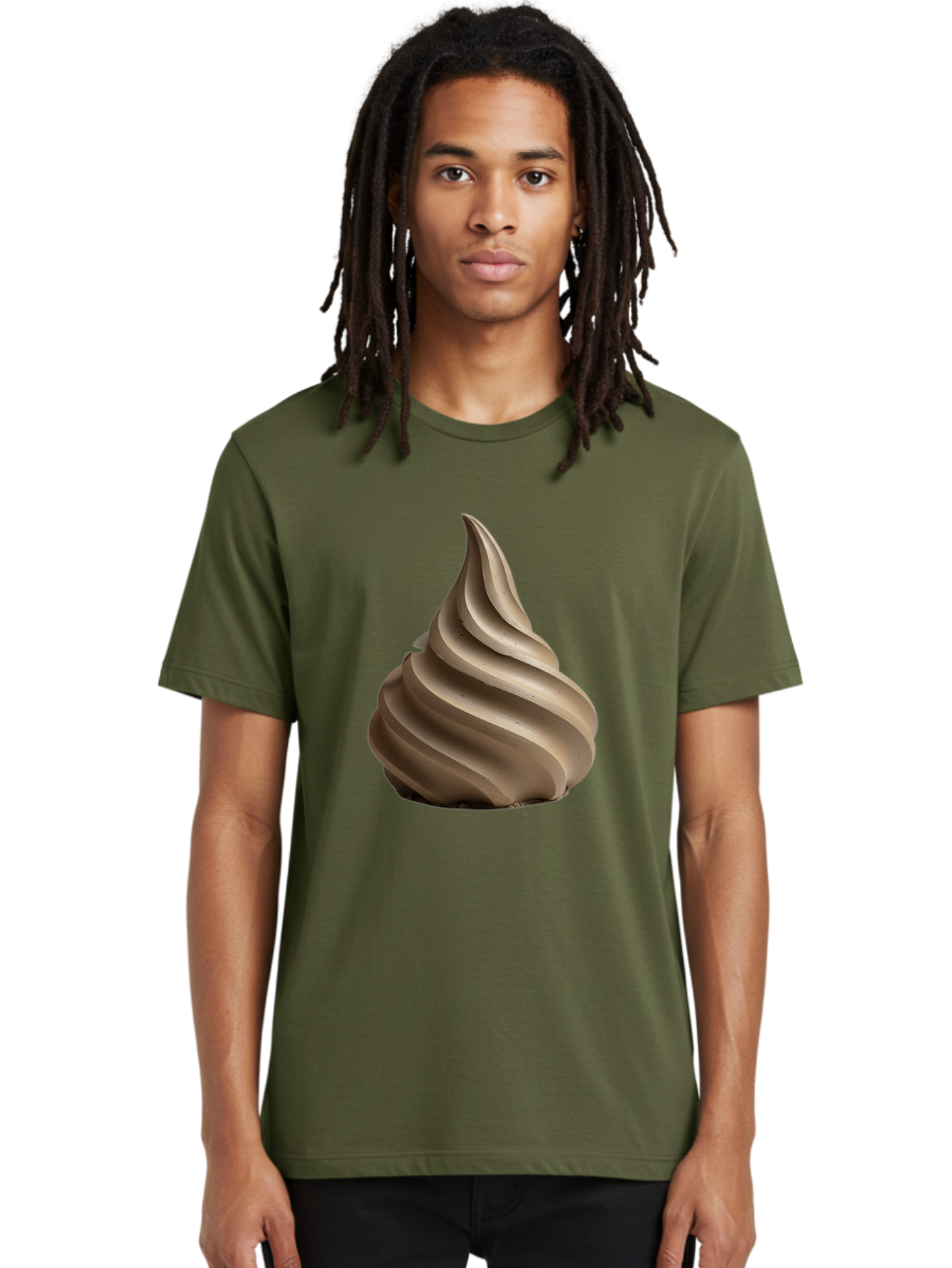 Chocolate-Soft-Serve Men'S Graphic Tee, 100% Cotton, Comfortable Casual Summer Wear, Machine Washable, Chocolate Soft-Serve Ice Cream, Swirly Ice Cream, Soft-Serve Swirl, Chocolate Treat, Creamy Dessert, Sweet Indulgence, Frozen Delight Baa312