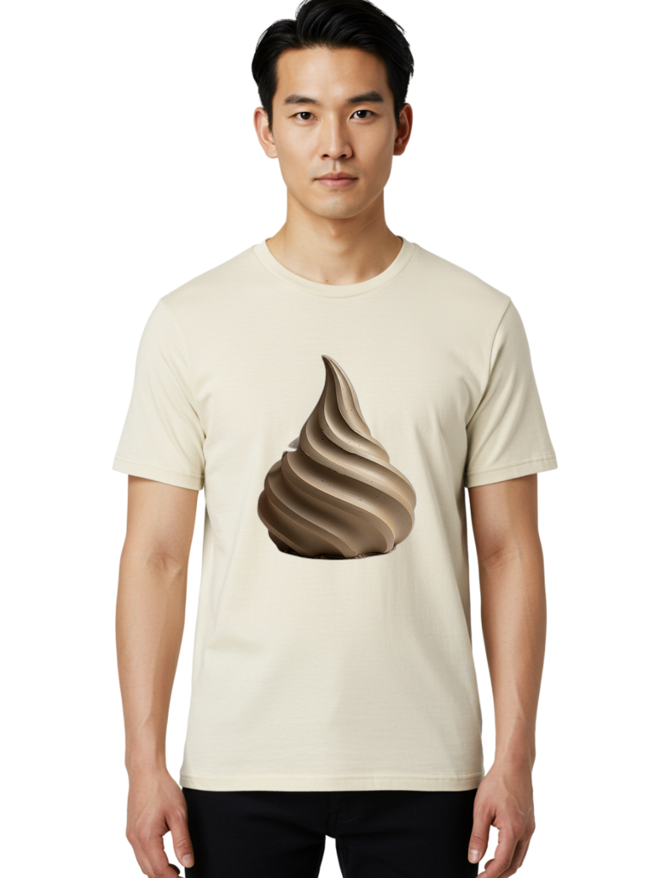 Chocolate-Soft-Serve Men'S Graphic Tee, 100% Cotton, Comfortable Casual Summer Wear, Machine Washable, Chocolate Soft-Serve Ice Cream, Swirly Ice Cream, Soft-Serve Swirl, Chocolate Treat, Creamy Dessert, Sweet Indulgence, Frozen Delight Baa312