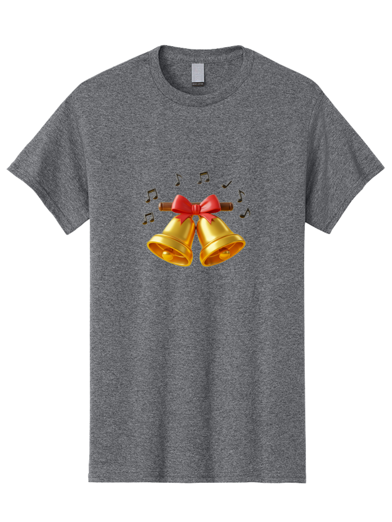 Christmas-Bells-1 Men'S Graphic Tee, 100% Cotton, Comfortable Casual Summer Wear, Machine Washable, Golden Christmas Bells, Red Bow, Festive Decor, Holiday Season, Jingling Sound, Musical Notes, Celebration, Joyful Atmosphere, Merry Christmas, Baa313