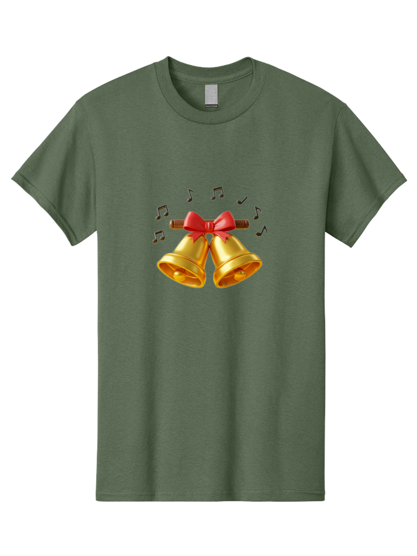 Christmas-Bells-1 Men'S Graphic Tee, 100% Cotton, Comfortable Casual Summer Wear, Machine Washable, Golden Christmas Bells, Red Bow, Festive Decor, Holiday Season, Jingling Sound, Musical Notes, Celebration, Joyful Atmosphere, Merry Christmas, Baa313