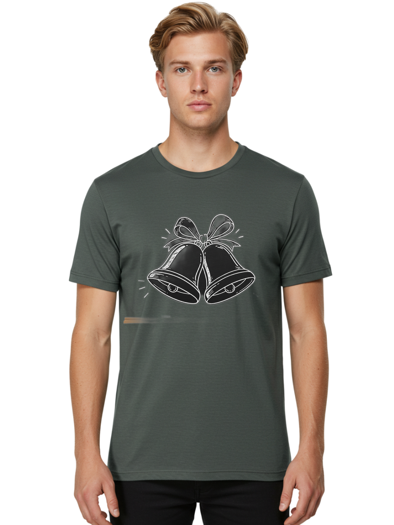 Christmas-Bells-2 Men'S Graphic Tee, 100% Cotton, Comfortable Casual Summer Wear, Machine Washable, Christmas Bells, Festive Decorations, Holiday Cheer, Jingling Bells, Merry Christmas, Christmas Illustrations, Winter Wonderland, Baa314