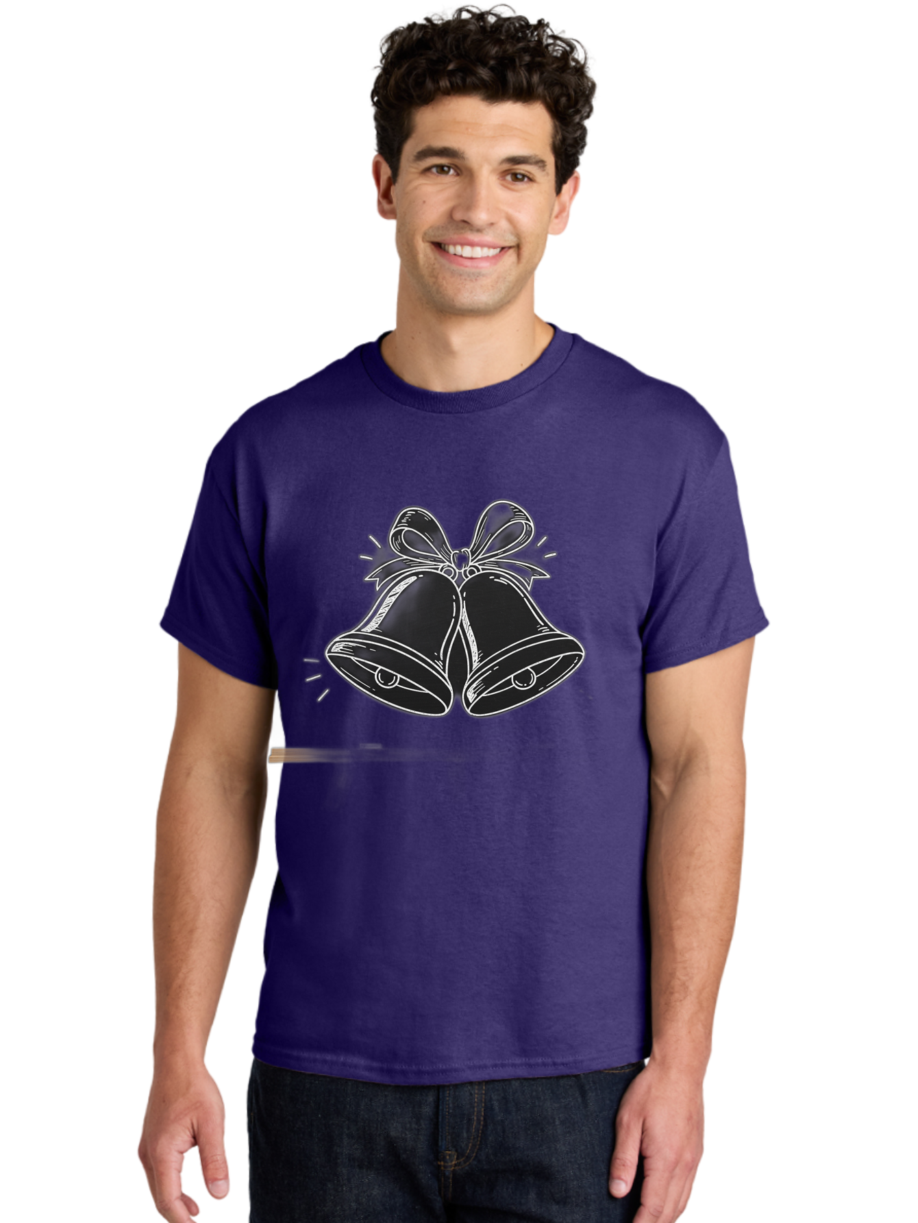 Christmas-Bells-2 Men'S Graphic Tee, 100% Cotton, Comfortable Casual Summer Wear, Machine Washable, Christmas Bells, Festive Decorations, Holiday Cheer, Jingling Bells, Merry Christmas, Christmas Illustrations, Winter Wonderland, Baa314