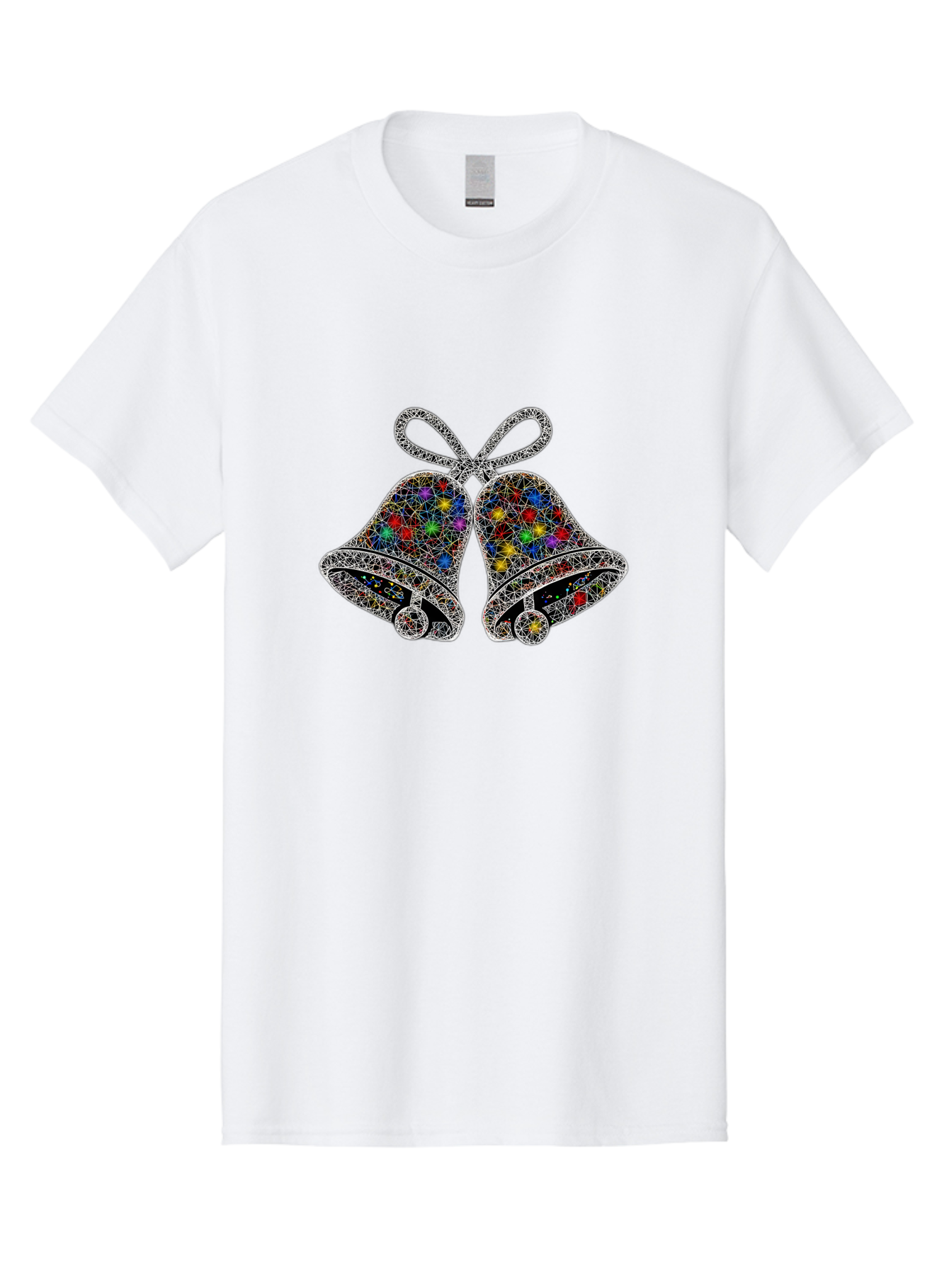 Christmas-Bells Men'S Graphic Tee, 100% Cotton, Comfortable Casual Summer Wear, Machine Washable, Holiday Bells, Colorful Jewels, Festive Decorations, Christmas Symbols, Shiny Ornaments, Celebratory Icons, Sparkling Decorations, Festive Cheer Baa316