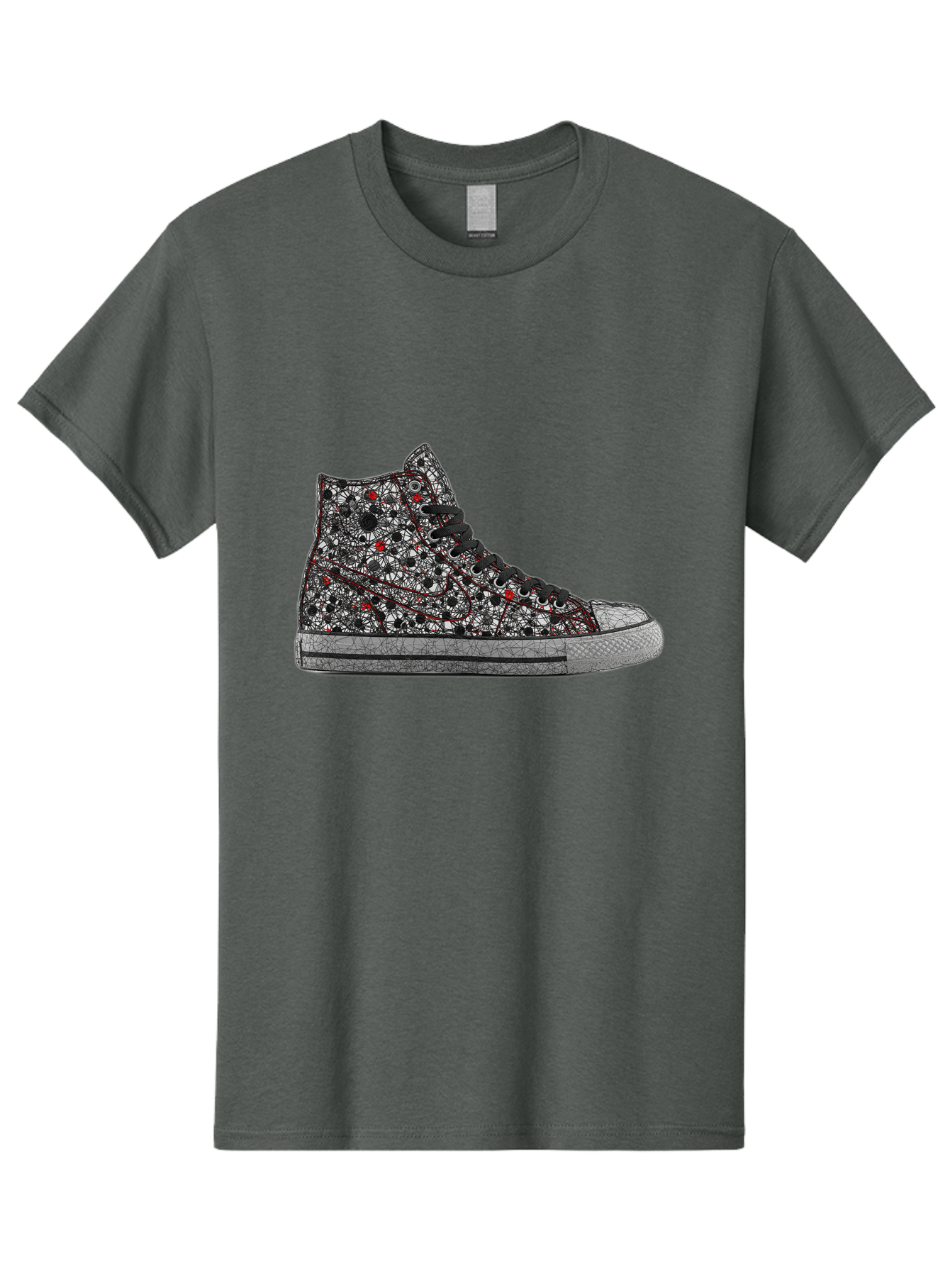 Chuck-Taylor-All-Star Men'S Graphic Tee, 100% Cotton, Comfortable Casual Summer Wear, Machine Washable, High Top Sneakers, Chunky Sole, Lace-Up Design, Floral Pattern, Bold Fashion, Statement Shoes, Converse Style, Canvas Material, Baa317