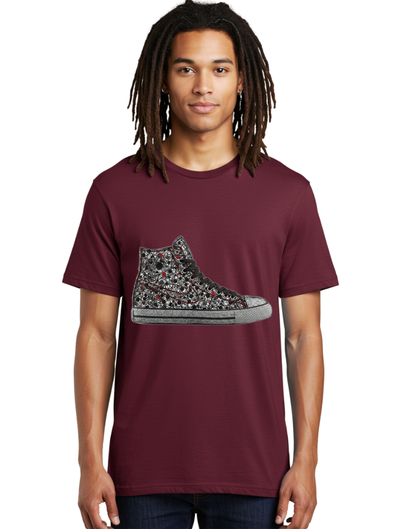 Chuck-Taylor-All-Star Men'S Graphic Tee, 100% Cotton, Comfortable Casual Summer Wear, Machine Washable, High Top Sneakers, Chunky Sole, Lace-Up Design, Floral Pattern, Bold Fashion, Statement Shoes, Converse Style, Canvas Material, Baa317