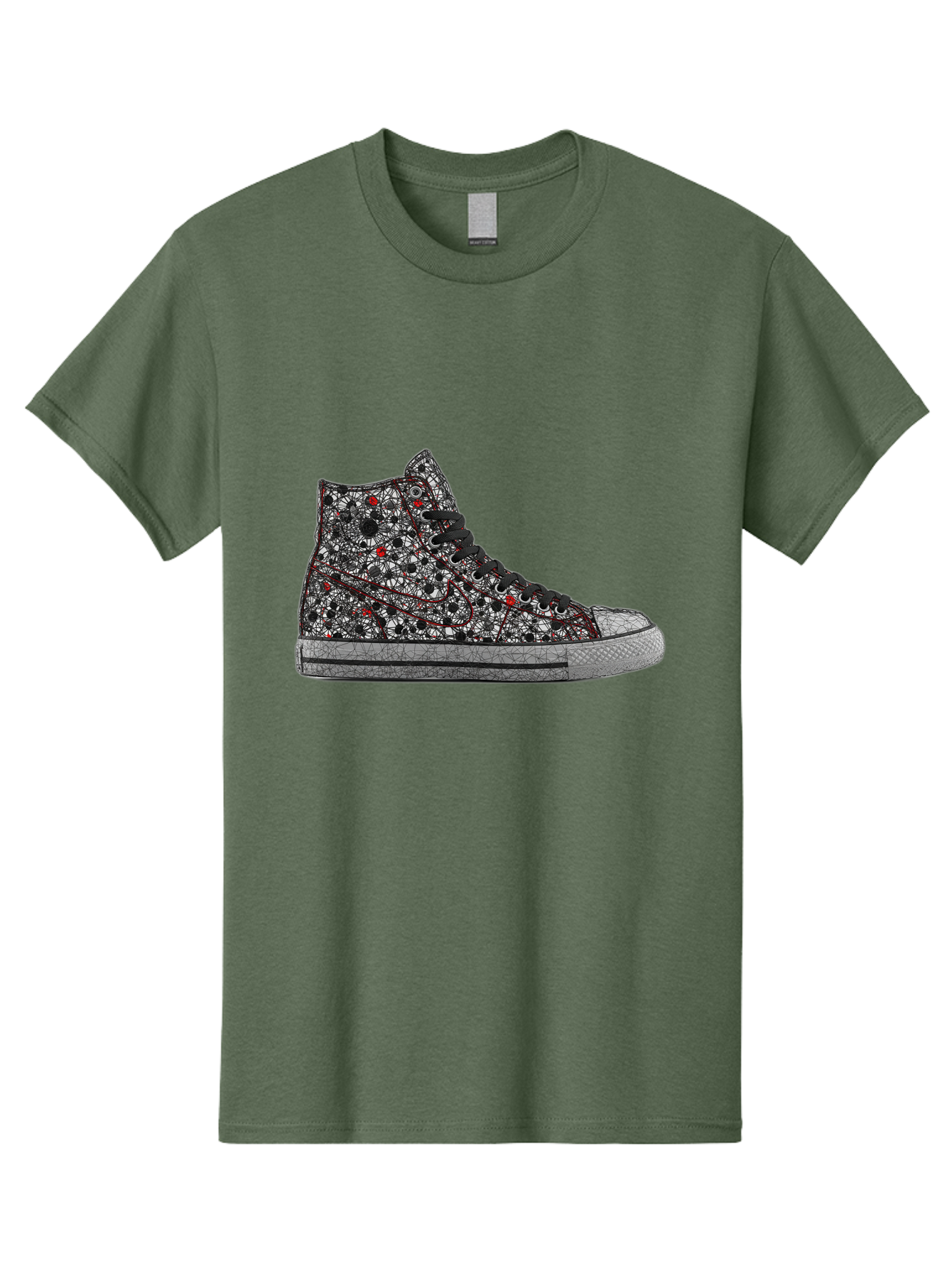 Chuck-Taylor-All-Star Men'S Graphic Tee, 100% Cotton, Comfortable Casual Summer Wear, Machine Washable, High Top Sneakers, Chunky Sole, Lace-Up Design, Floral Pattern, Bold Fashion, Statement Shoes, Converse Style, Canvas Material, Baa317