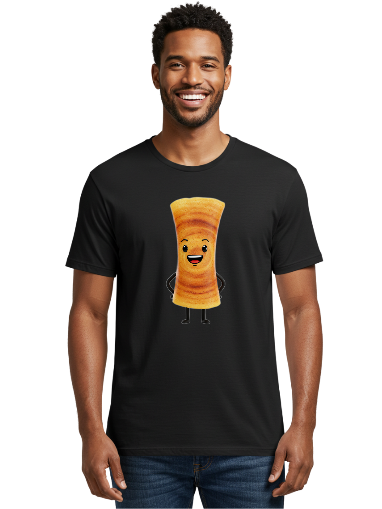 Cinnamon-Roll Men'S Graphic Tee, 100% Cotton, Comfortable Casual Summer Wear, Machine Washable, Cinnamon Roll Mascot, Smiling Pastry, Cartoon Food Character, Happy Baked Goods, Sweet Treat Personality, Adorable Dessert Icon, Baa318