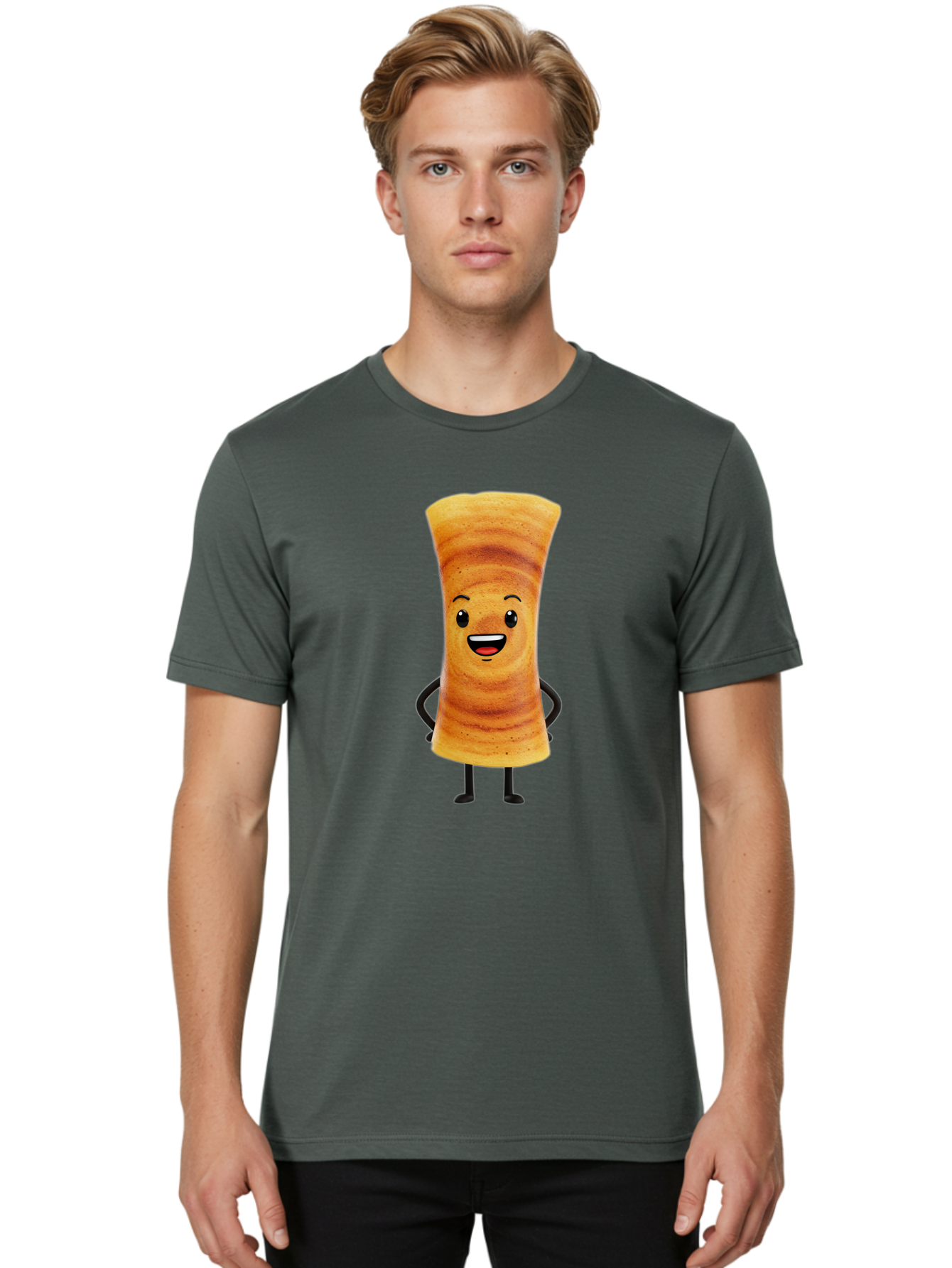 Cinnamon-Roll Men'S Graphic Tee, 100% Cotton, Comfortable Casual Summer Wear, Machine Washable, Cinnamon Roll Mascot, Smiling Pastry, Cartoon Food Character, Happy Baked Goods, Sweet Treat Personality, Adorable Dessert Icon, Baa318