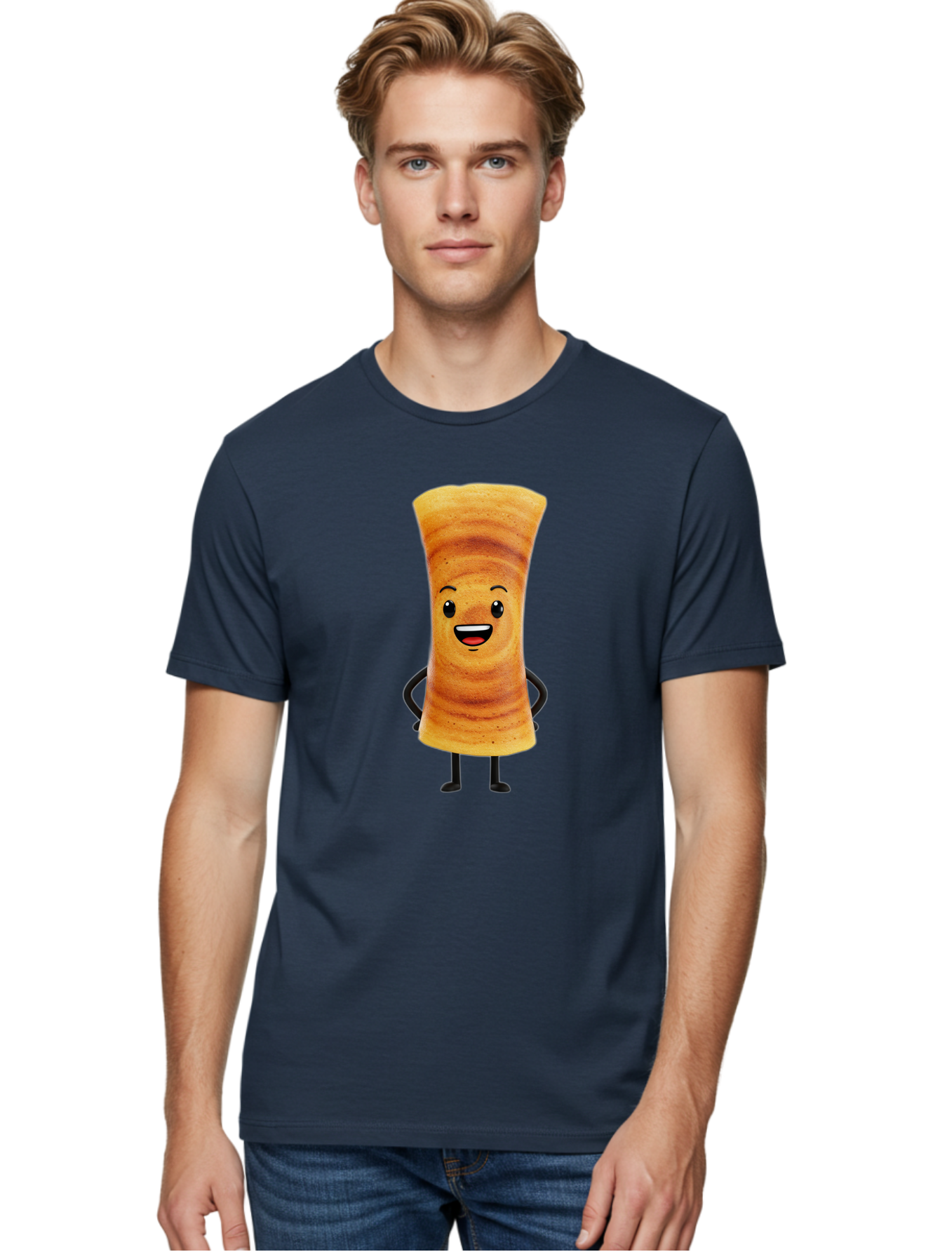 Cinnamon-Roll Men'S Graphic Tee, 100% Cotton, Comfortable Casual Summer Wear, Machine Washable, Cinnamon Roll Mascot, Smiling Pastry, Cartoon Food Character, Happy Baked Goods, Sweet Treat Personality, Adorable Dessert Icon, Baa318