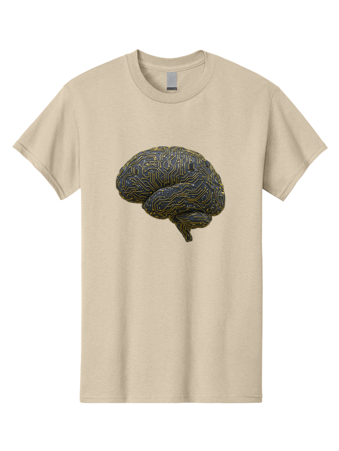 Circuit-Brain Men'S Graphic Tee, 100% Cotton, Comfortable Casual Summer Wear, Machine Washable, Human Brain, Circuit Board, Artificial Intelligence, Neural Networks, Cognitive Computing, Machine Learning, Futuristic Technology Baa319