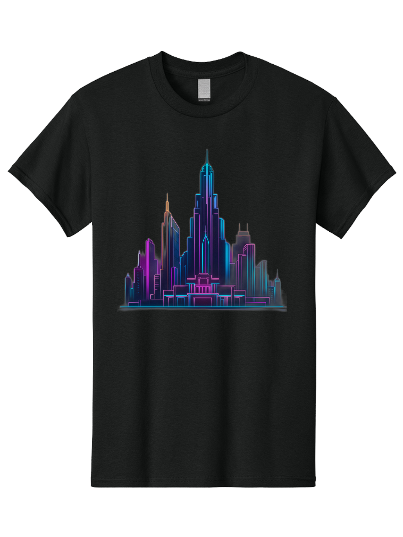 Cityscape-Skyscrapers Men'S Graphic Tee, 100% Cotton, Comfortable Casual Summer Wear, Machine Washable, City Skyline, Futuristic Architecture, Neon Lights, Modern Buildings, Urban Landscape, Skyscrapers, Cityscape, Contemporary Design, Baa321