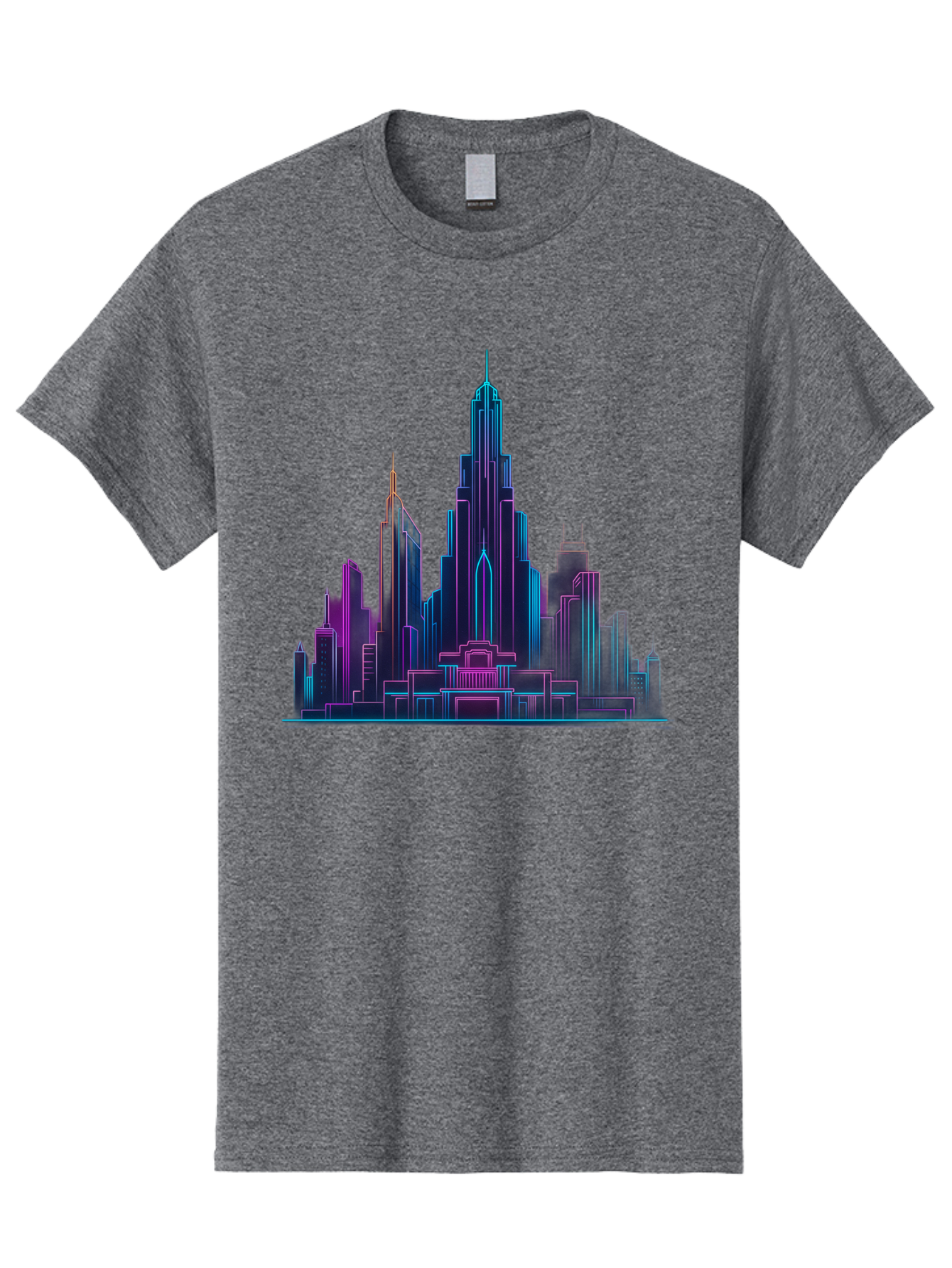 Cityscape-Skyscrapers Men'S Graphic Tee, 100% Cotton, Comfortable Casual Summer Wear, Machine Washable, City Skyline, Futuristic Architecture, Neon Lights, Modern Buildings, Urban Landscape, Skyscrapers, Cityscape, Contemporary Design, Baa321