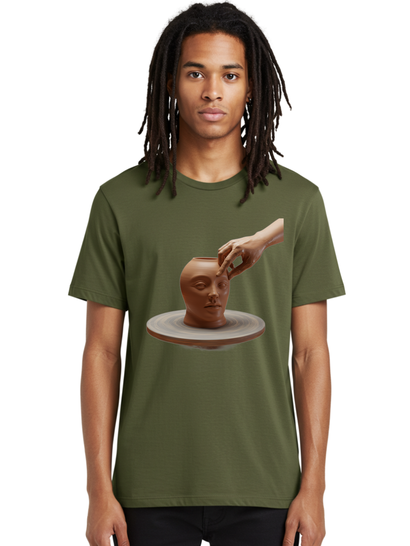 Clay-Head-Vessel Men'S Graphic Tee, 100% Cotton, Comfortable Casual Summer Wear, Machine Washable, Clay Head Vase, Pottery Wheel, Creative Process, Handmade, Artisanal Craft, Shaping Clay, Artistic Expression, Creative Art Baa323