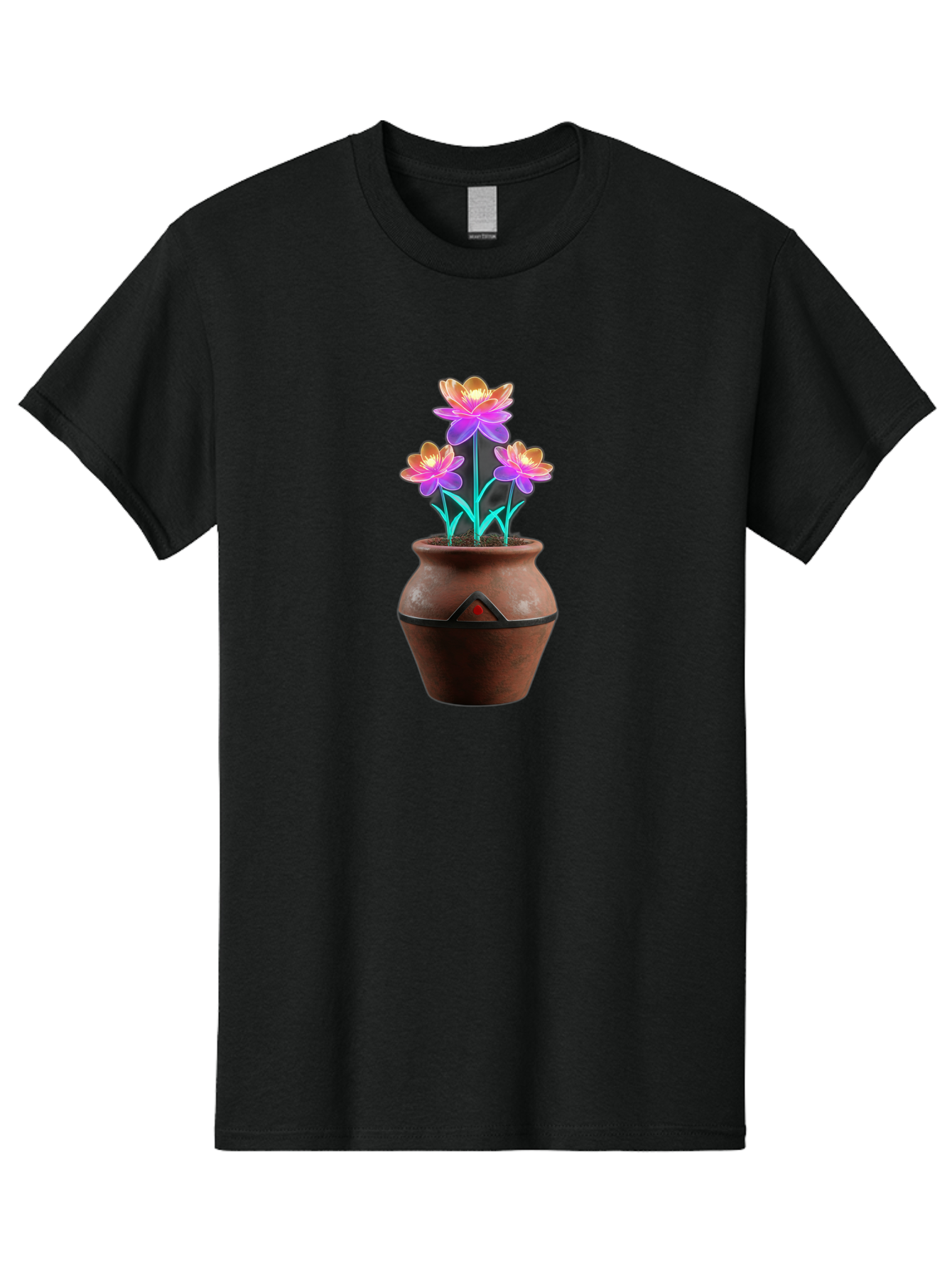 Clay-Pot-Flowers Men'S Graphic Tee, 100% Cotton, Comfortable Casual Summer Wear, Machine Washable, Colorful Flowers, Pink Petals, Orange Center, Clay Pot, Terracotta, Floral Arrangement, Vibrant Colors, Decorative Pot, Flower Bouquet Baa324