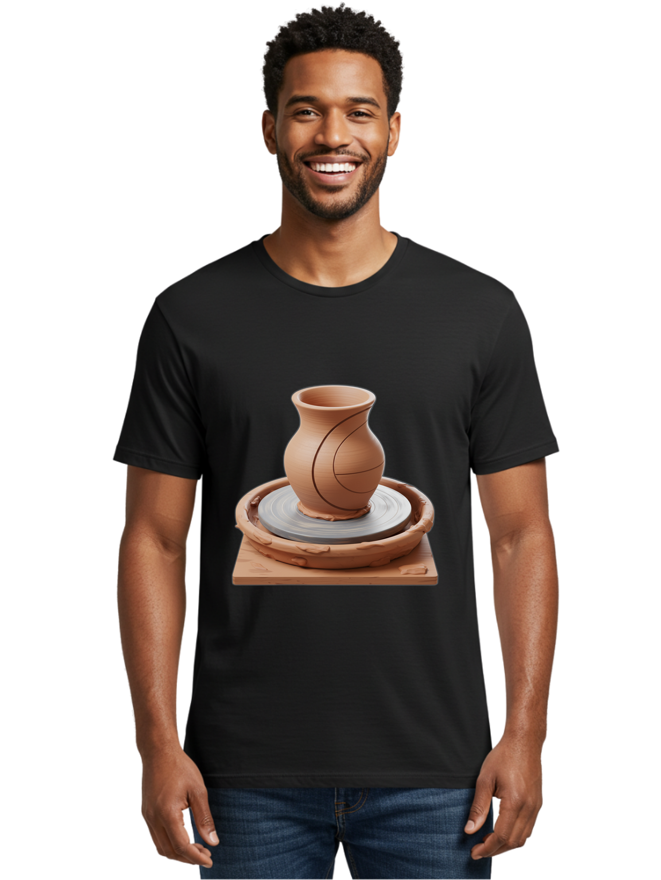 Clay-Pot Men'S Graphic Tee, 100% Cotton, Comfortable Casual Summer Wear, Machine Washable, Clay Vase, Pottery Wheel, Ceramics, Handmade, Artisanal, Craftsmanship, Creative Process, Art Studio, Handmade Pottery, Ceramic Art Baa326